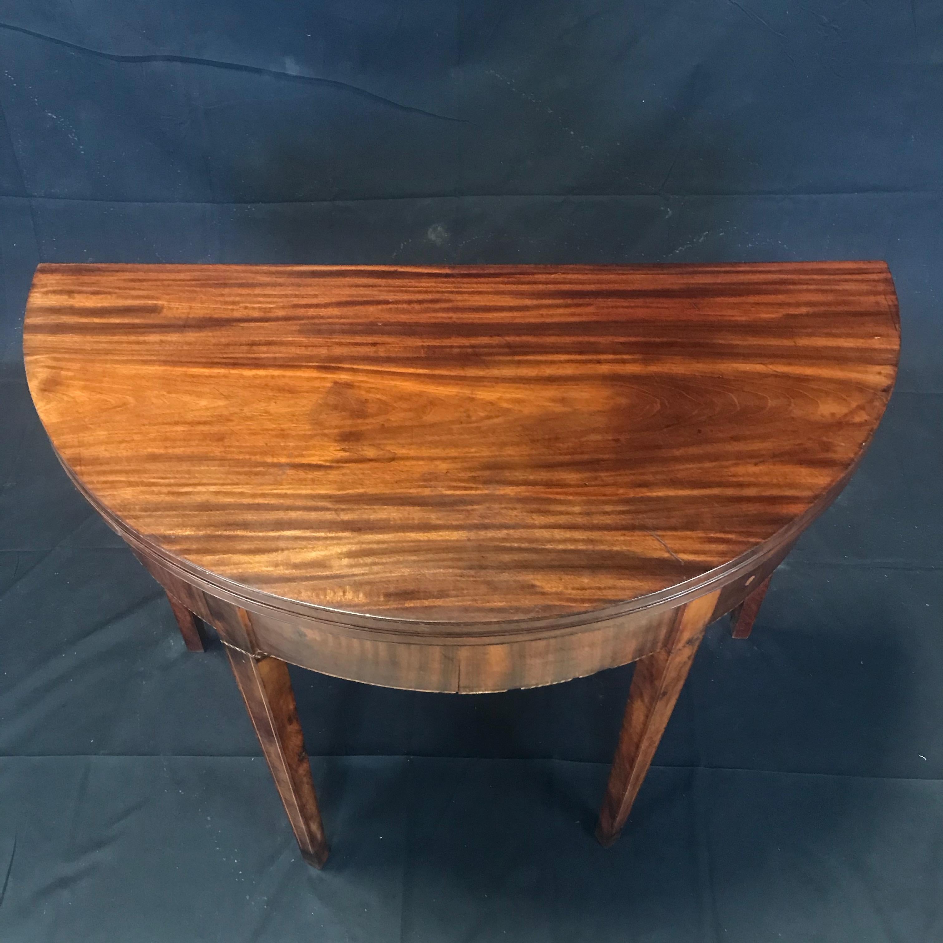 Early 19th Century Hepplewhite Inlaid Demilune Game Table 8