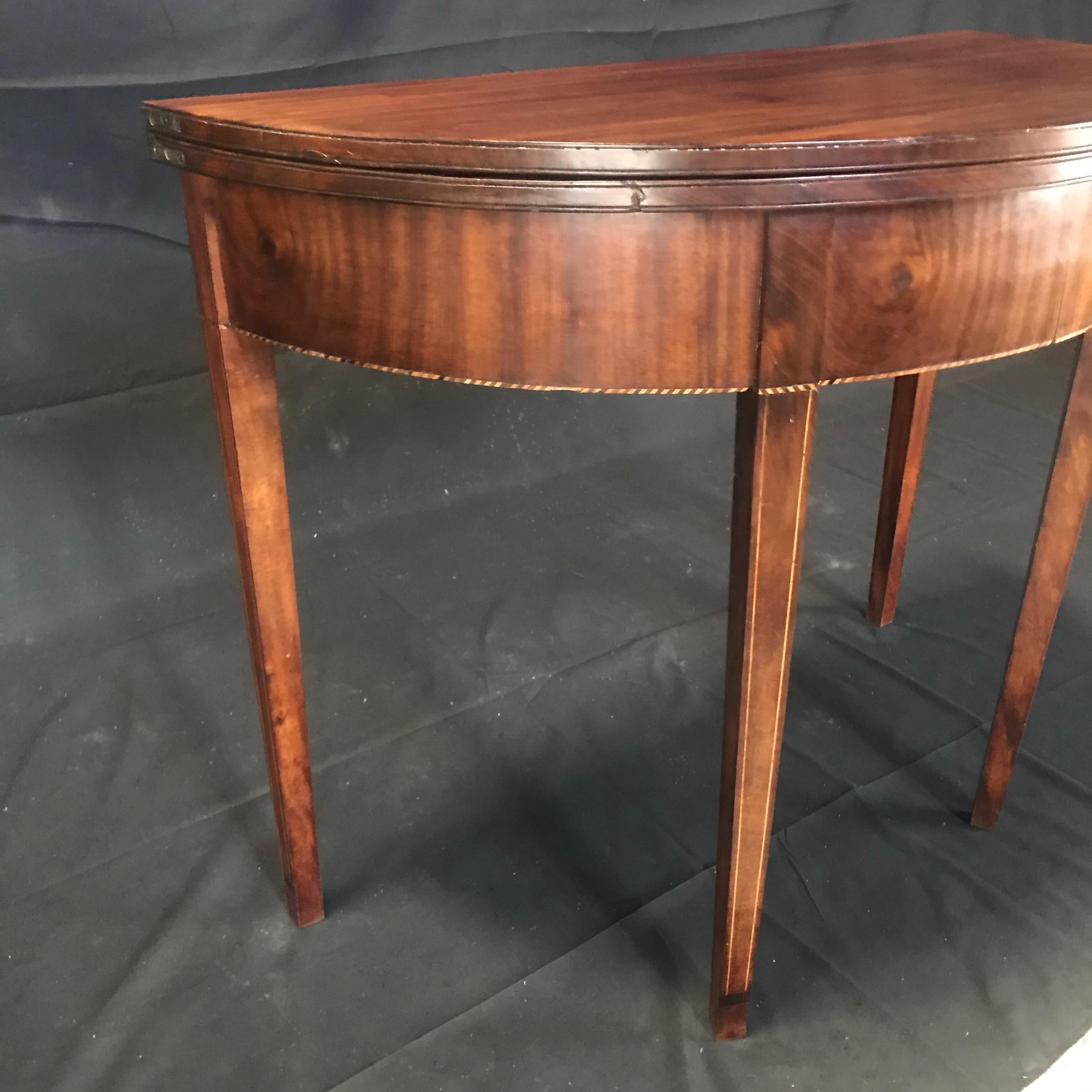 Early 19th Century Hepplewhite Inlaid Demilune Game Table 9