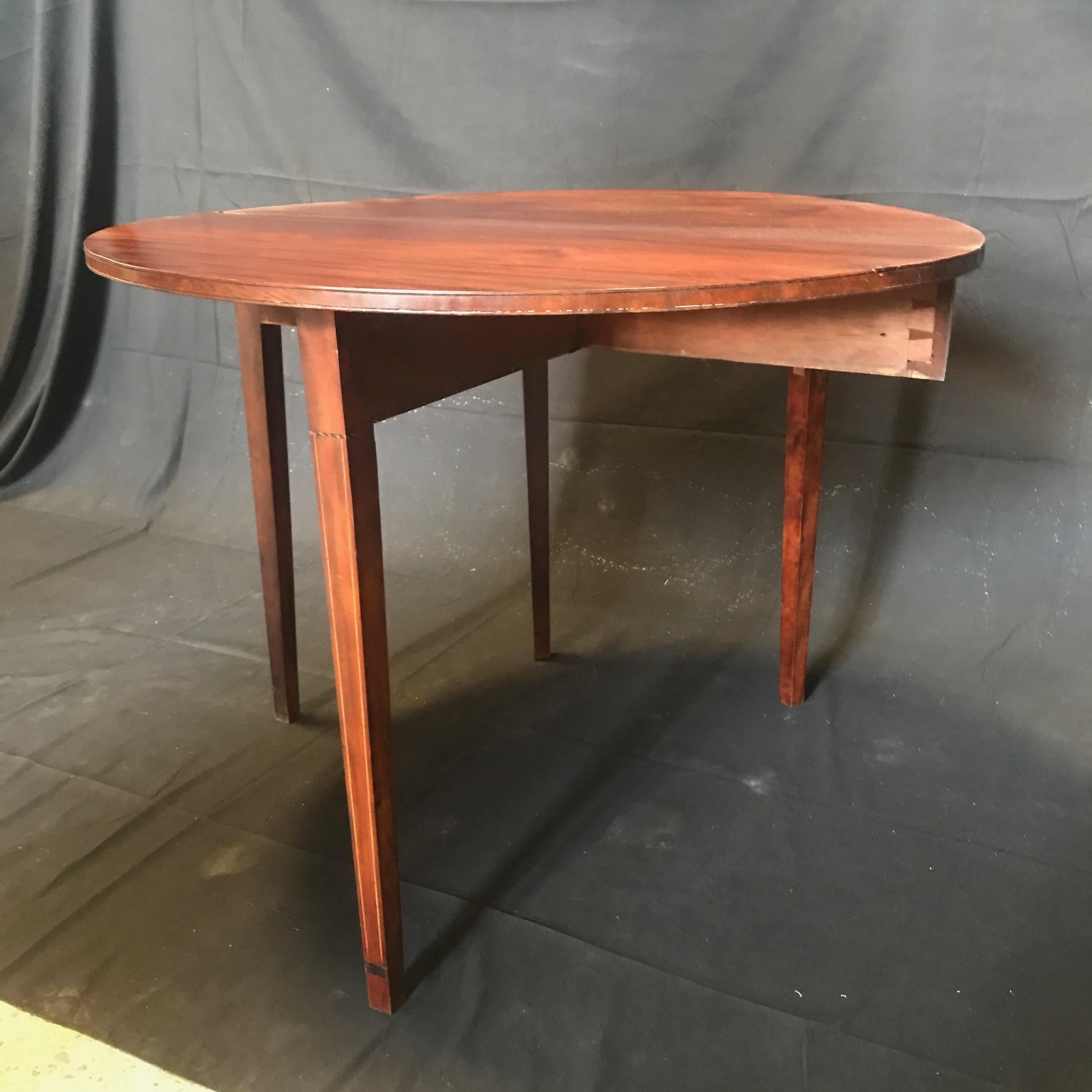 Mahogany Early 19th Century Hepplewhite Inlaid Demilune Game Table
