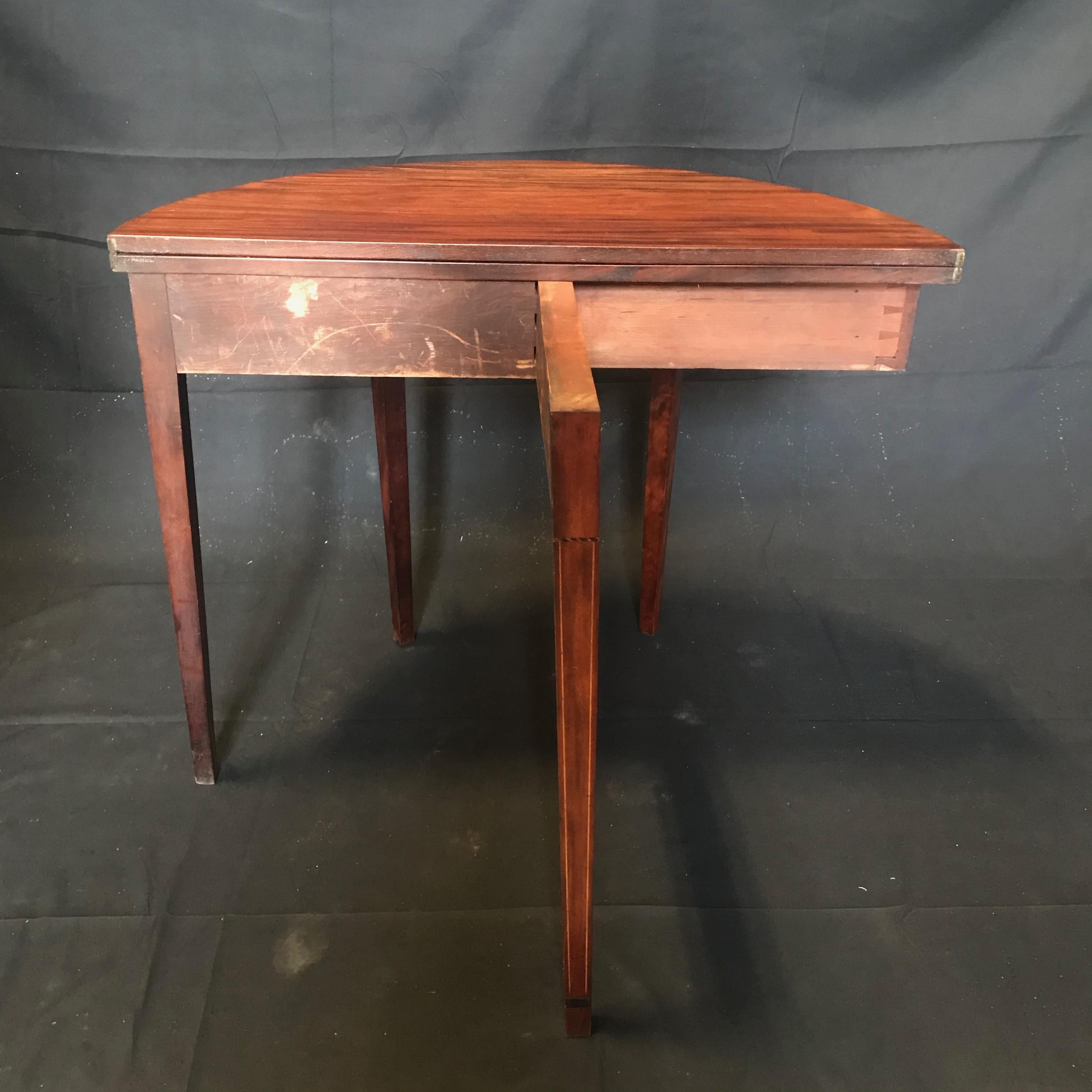 Early 19th Century Hepplewhite Inlaid Demilune Game Table 3