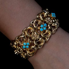 Early 19th Century High Karat Gold and Turquoise Bracelet