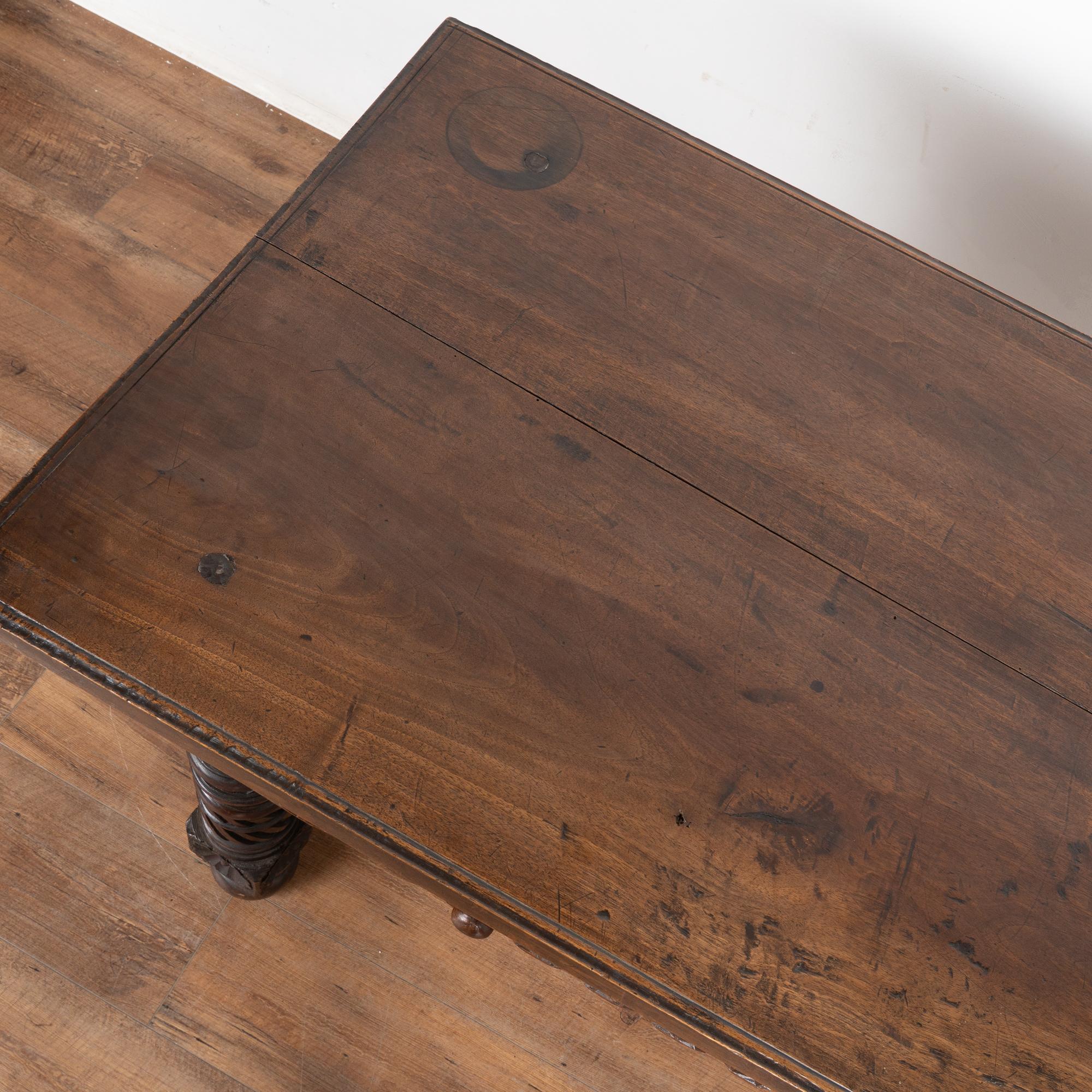 Iron Early 19th Century Highly Carved Walnut Console with Drawers, Spain For Sale