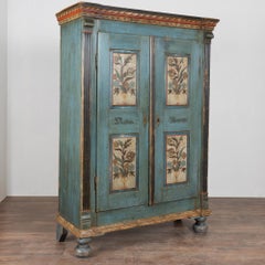 Armoire à deux portes en pin hongrois peint à la main du début du 19e siècle