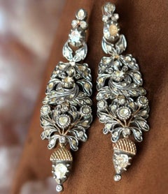 Early 19th Century Iberian/Georgian Rose Cut Diamond Chandelier Earrings.