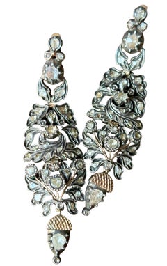 Early 19th Century Iberian/Georgian Rose Cut Diamond Chandelier Earrings.