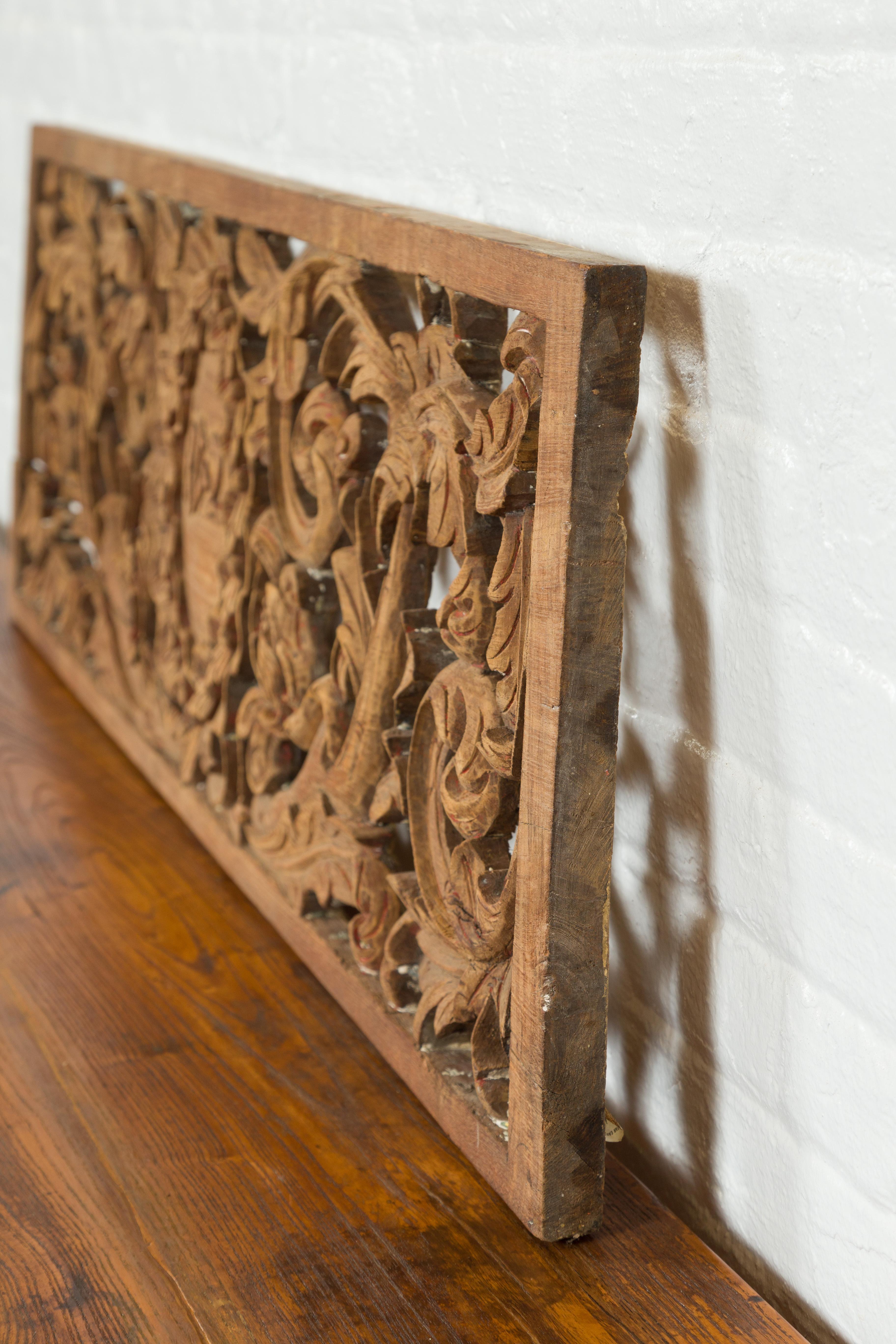 Early 19th Century Indonesian Architectural Transom Panel with Carved Foliage 6