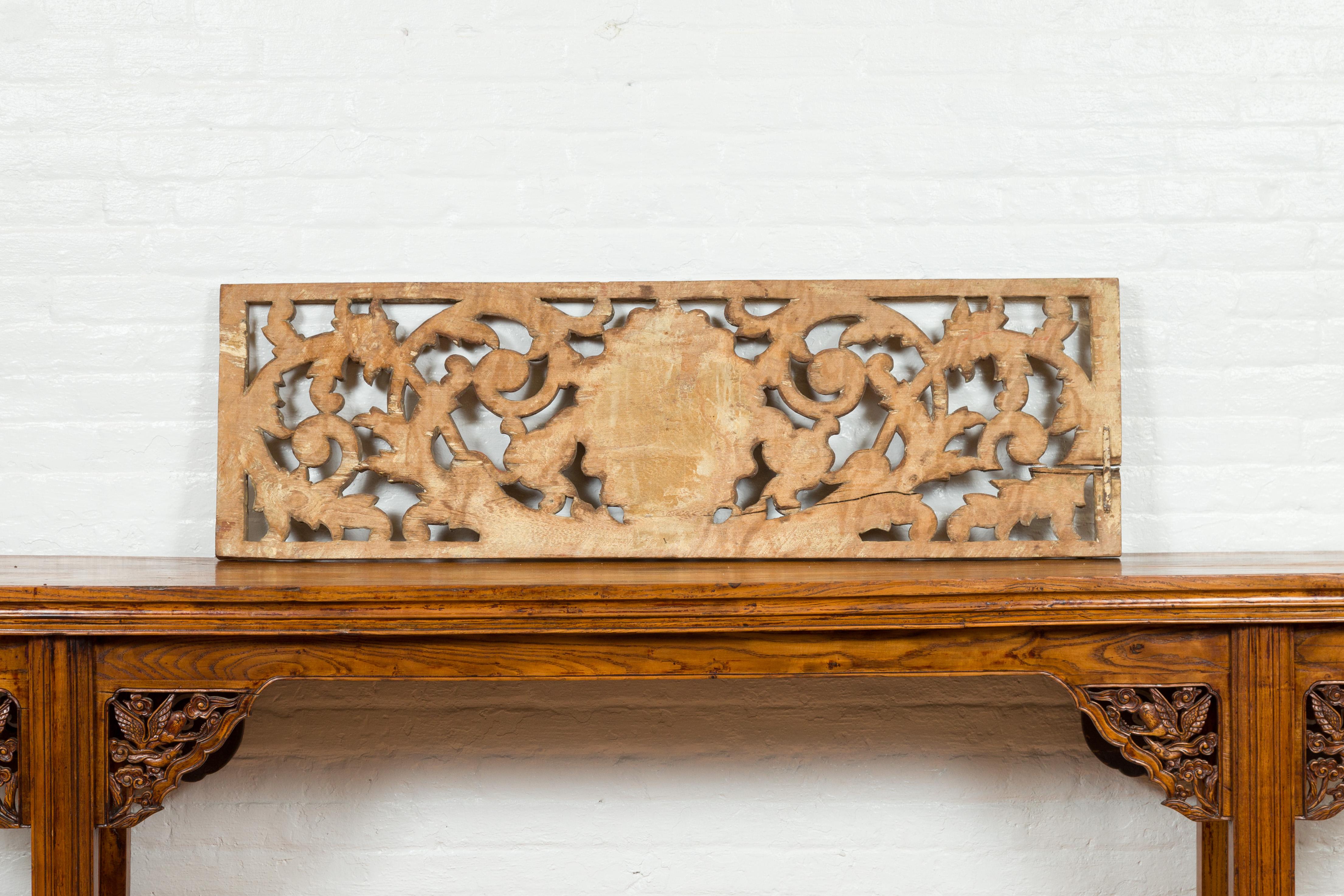 Early 19th Century Indonesian Architectural Transom Panel with Carved Foliage 7