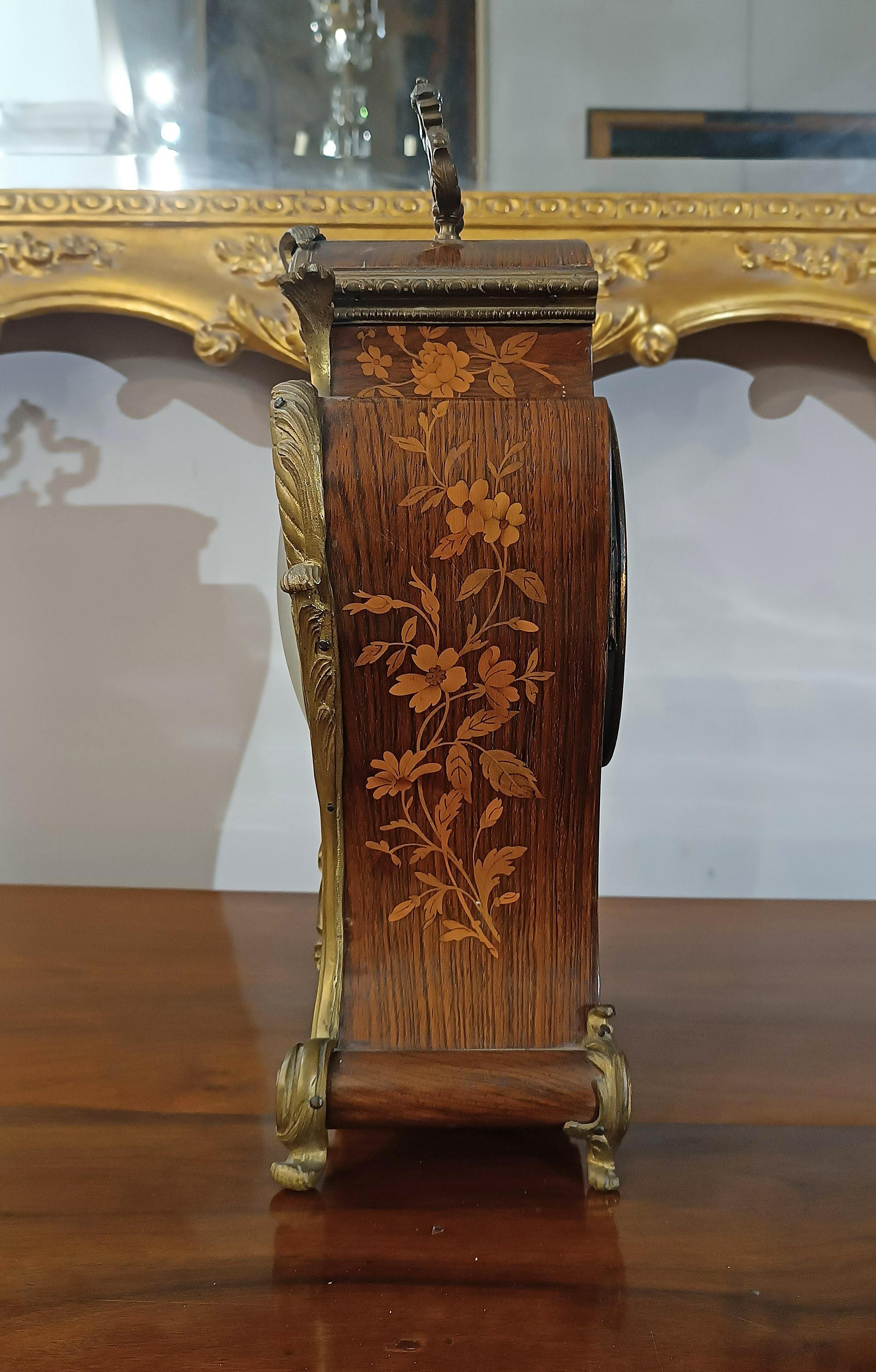 Hand-Carved EARLY 19th CENTURY INLAID CLOCK WITH BRONZES For Sale