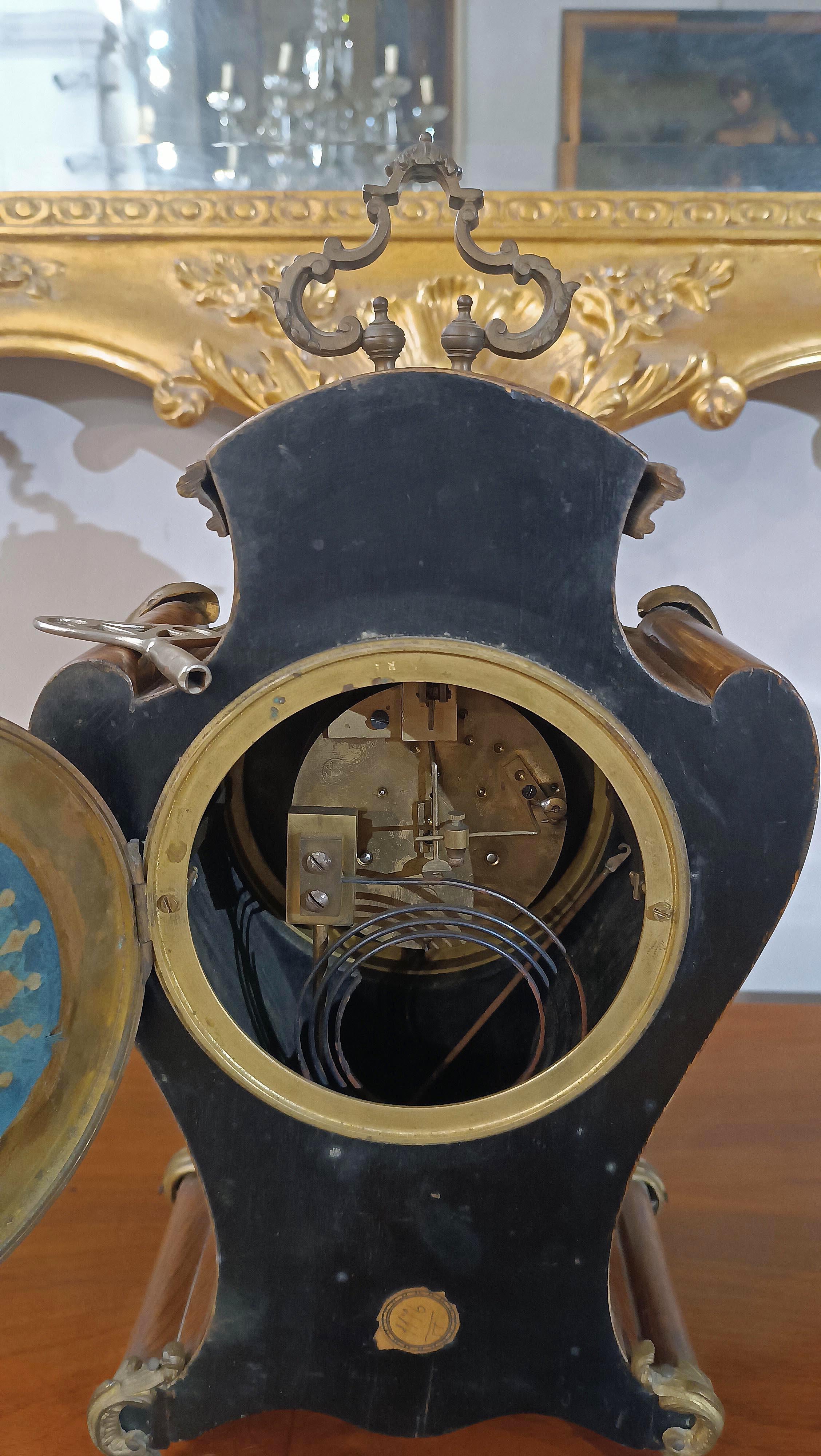 19th Century EARLY 19th CENTURY INLAID CLOCK WITH BRONZES For Sale