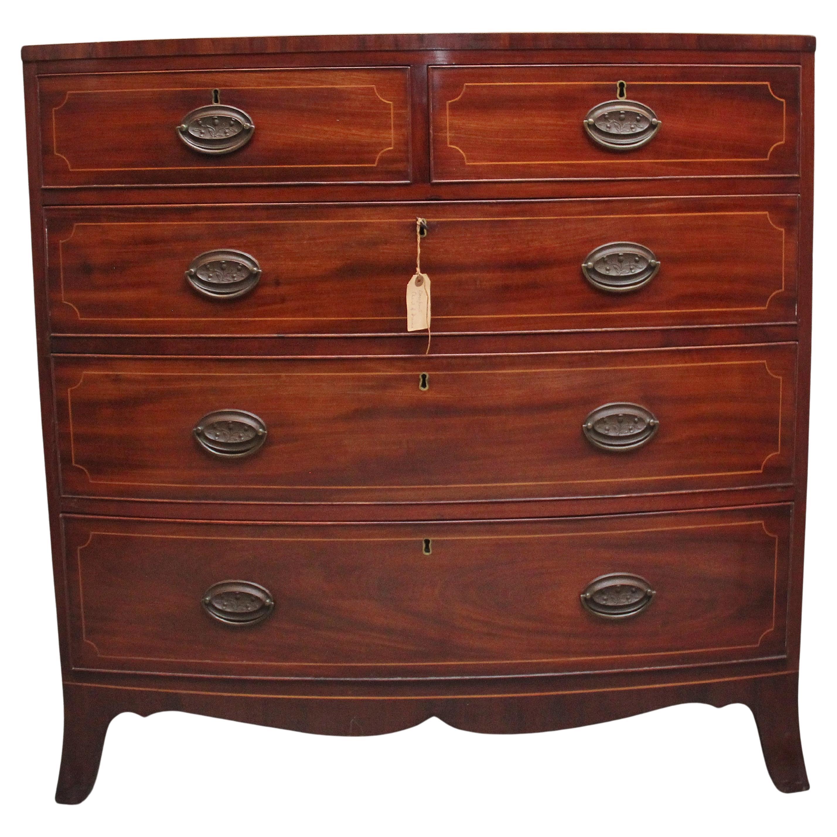 Early 19th Century inlaid mahogany bowfront chest of drawers