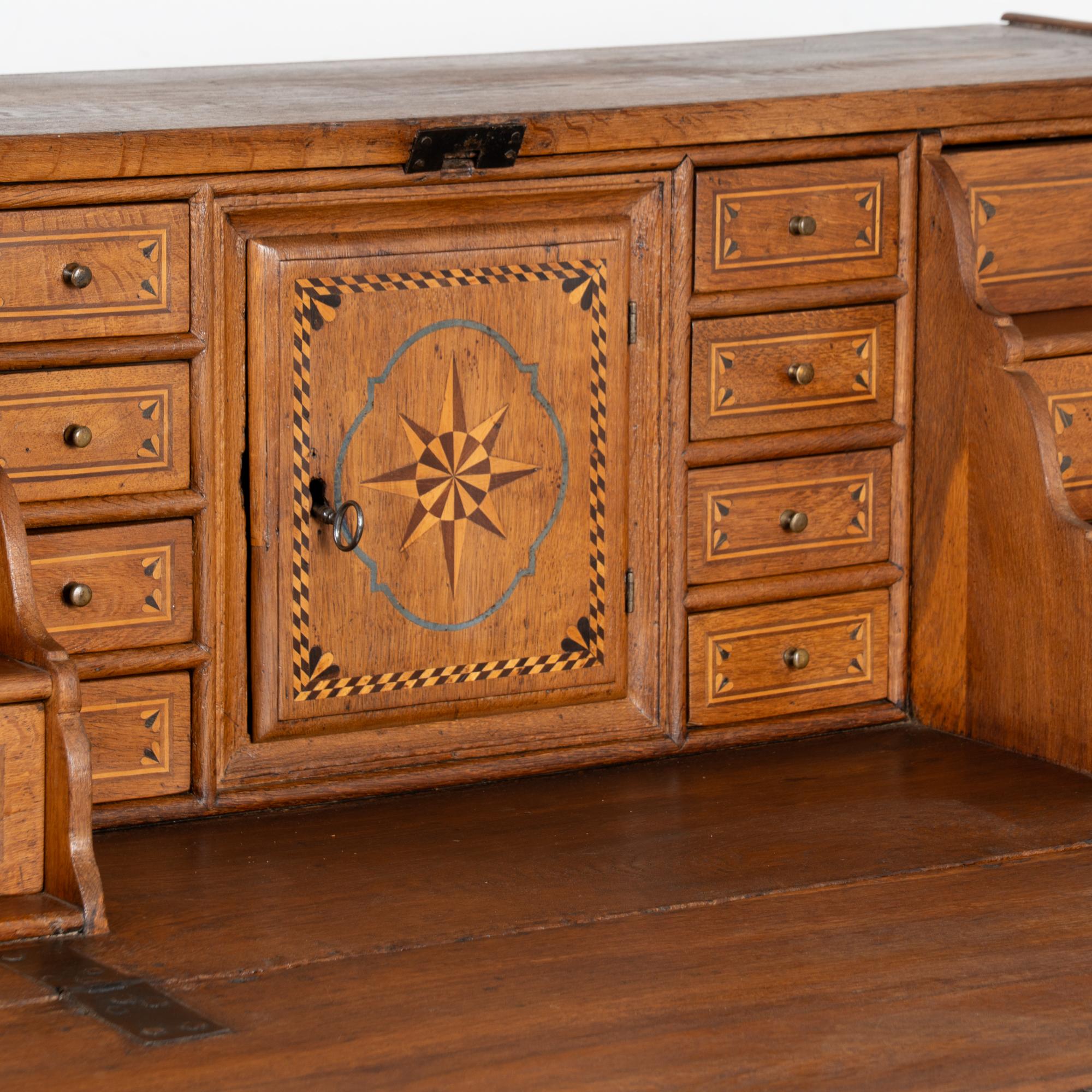 Early 19th Century Inlaid Oak Secretary Bureau from Denmark For Sale 3