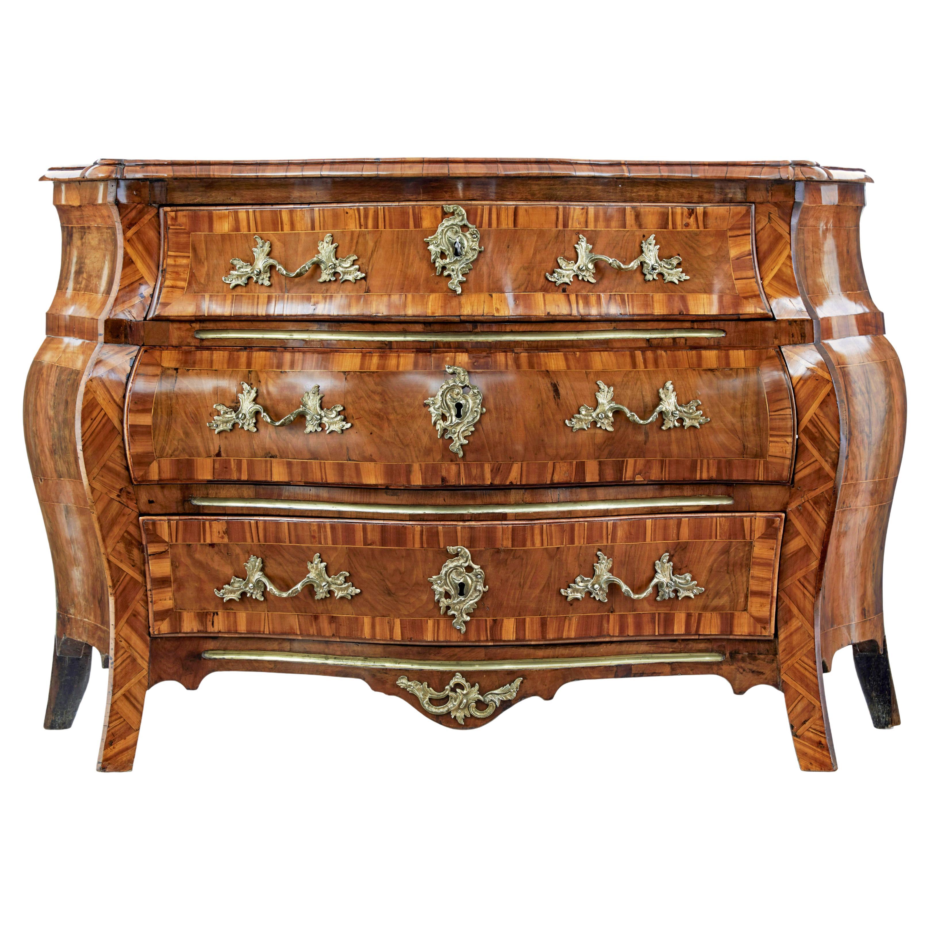 Early 19th century inlaid walnut bombe commode For Sale