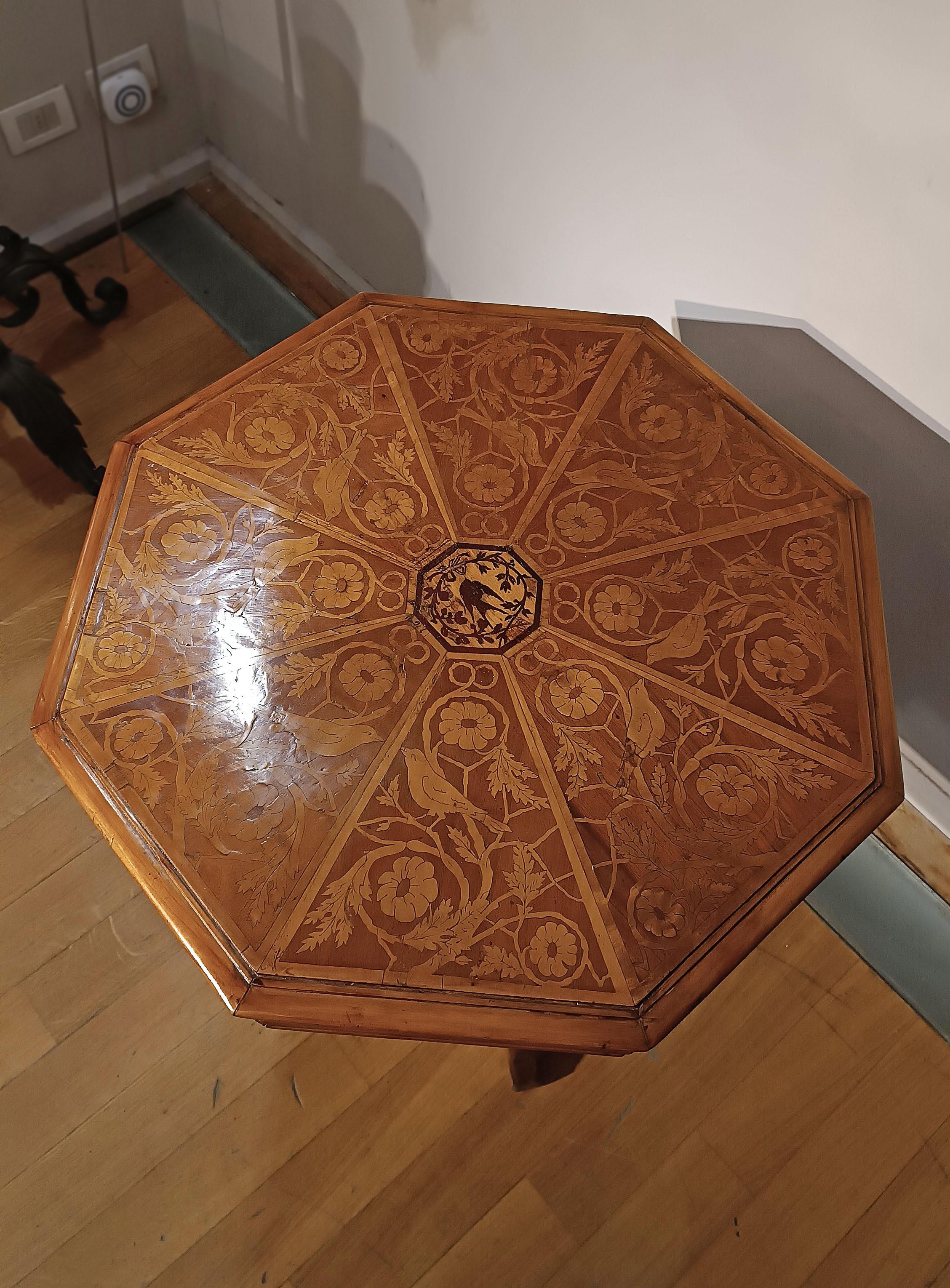 Hand-Carved EARLY 19th CENTURY INLAID WALNUT TABLE  For Sale