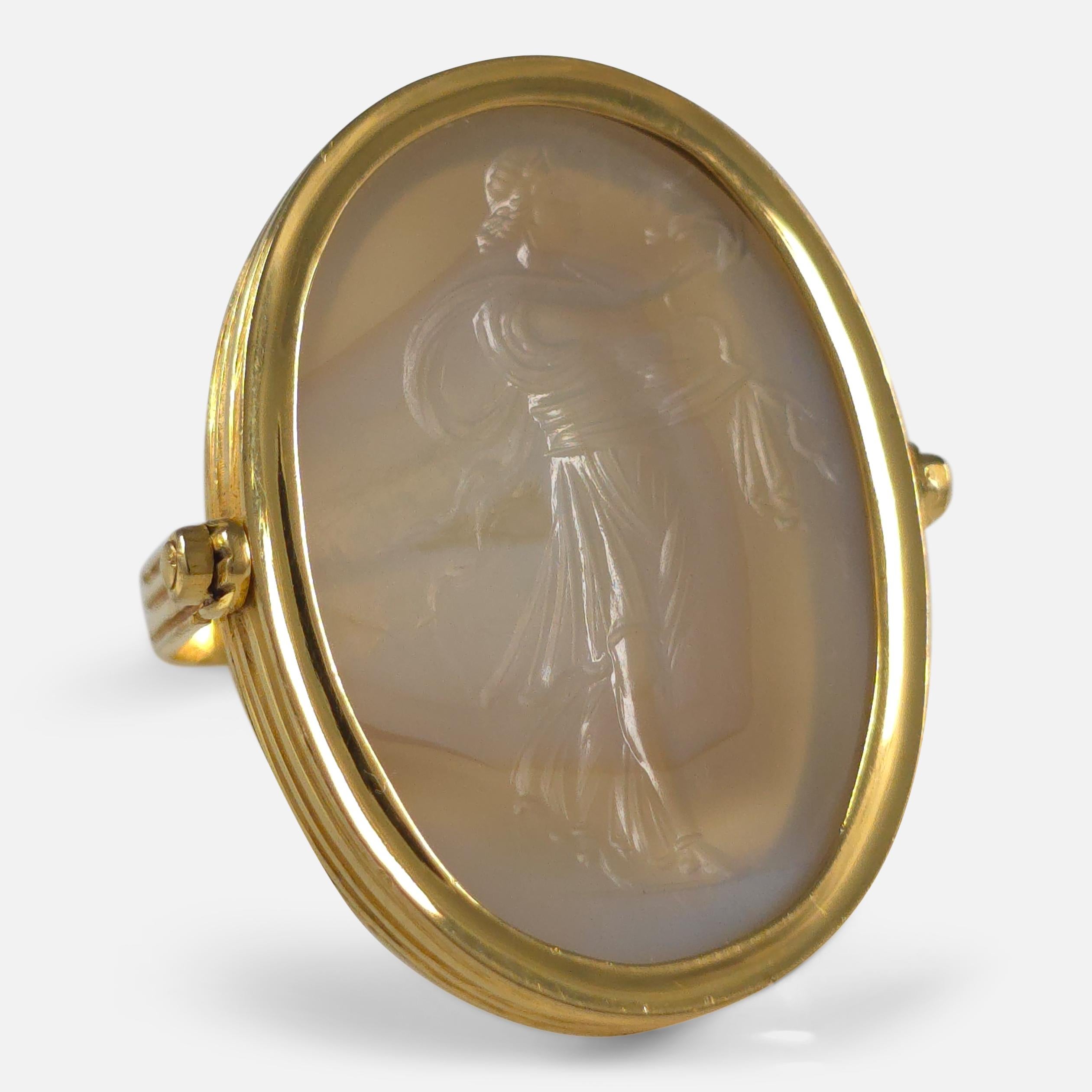 Early 19th Century Intaglio Swivel Ring - Hygieia Engraving For Sale 6