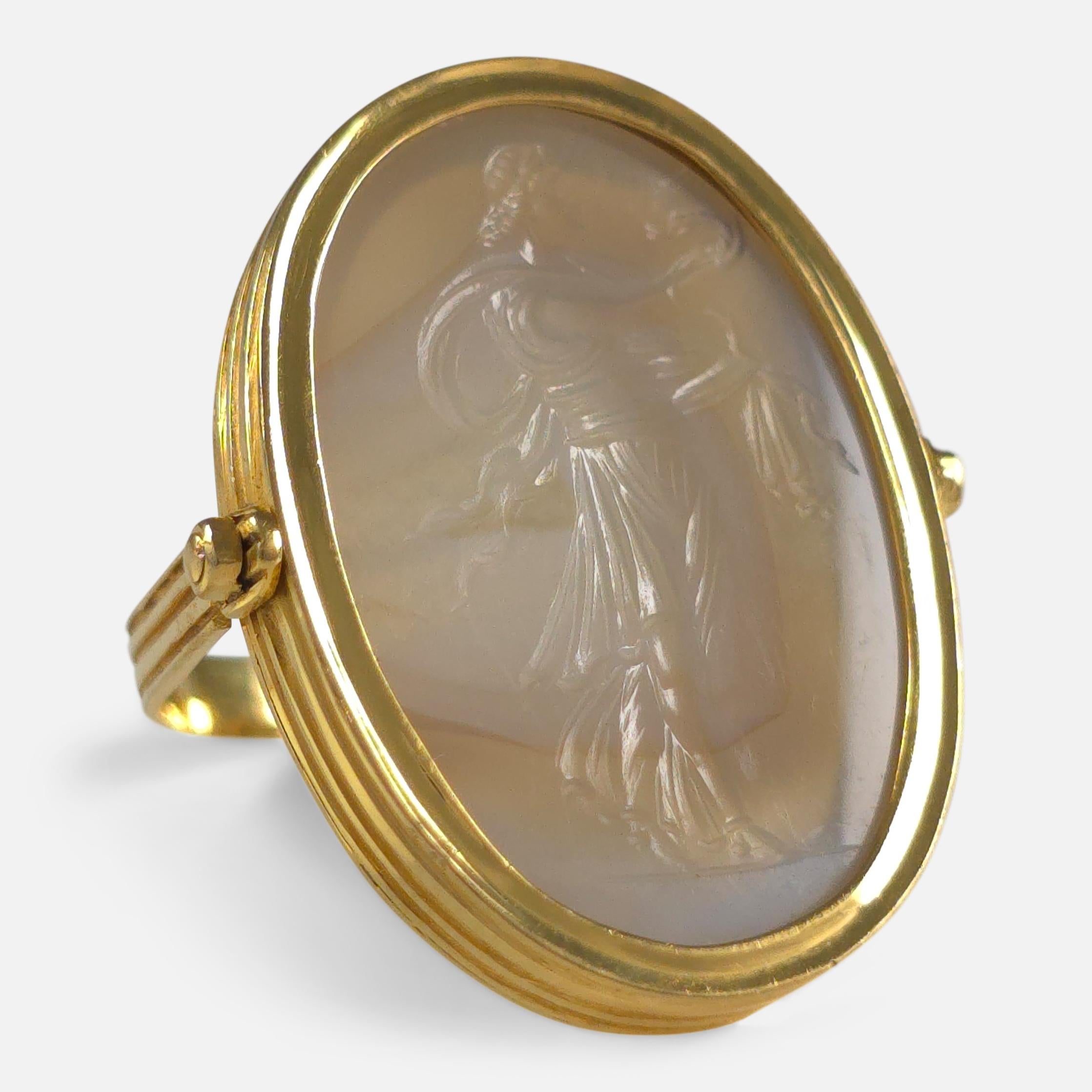 Early 19th Century Intaglio Swivel Ring - Hygieia Engraving For Sale 7