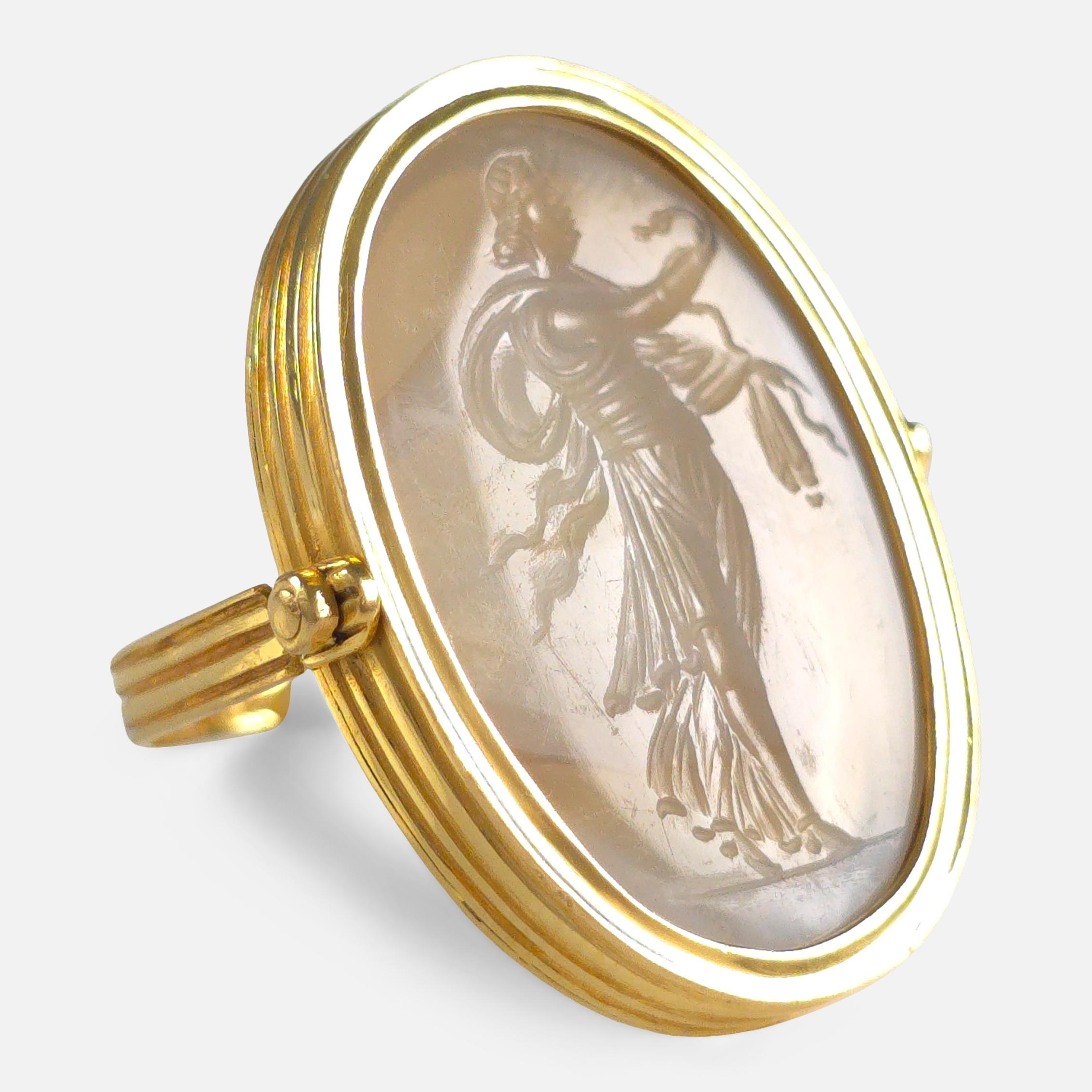 Early 19th Century Intaglio Swivel Ring - Hygieia Engraving For Sale 8
