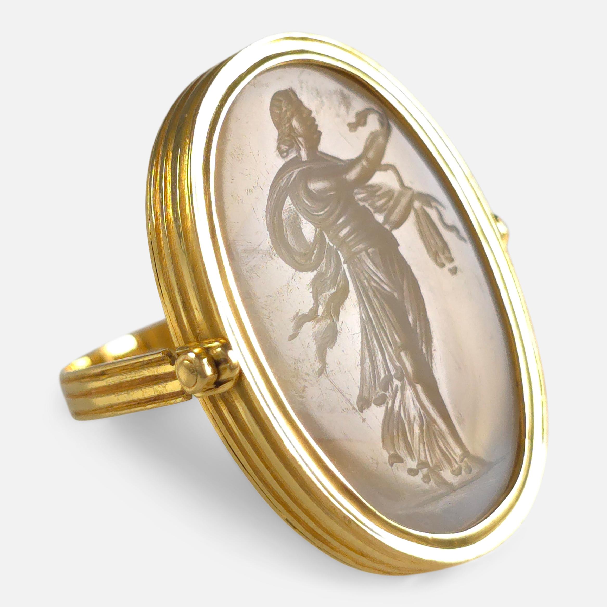 Early 19th Century Intaglio Swivel Ring - Hygieia Engraving For Sale 9