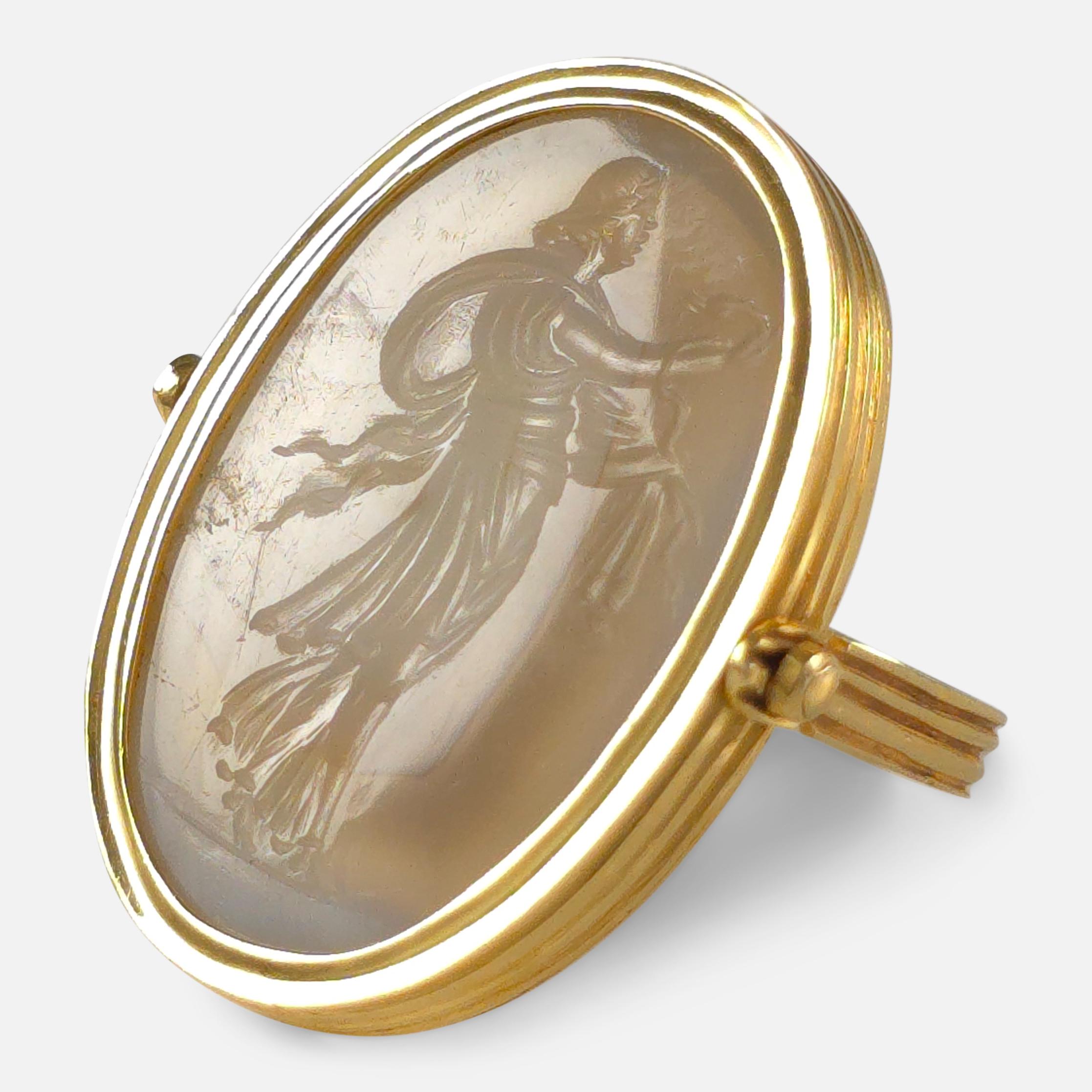 Early 19th Century Intaglio Swivel Ring - Hygieia Engraving For Sale 12