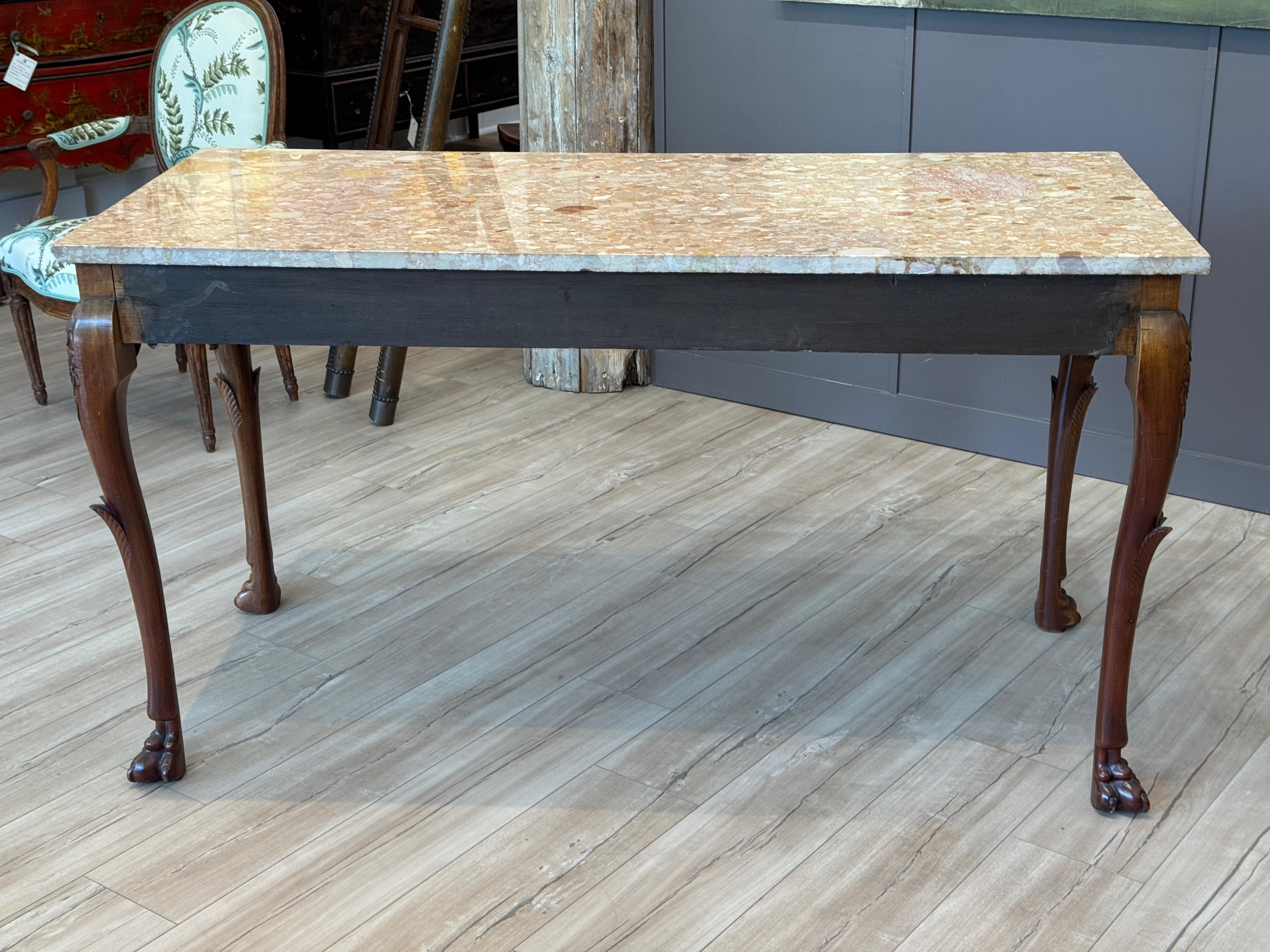 Early 19th Century Irish Carved Mahogany Console Table with Marble Top For Sale 6