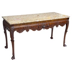 Early 19th Century Irish Carved Mahogany Console Table with Marble Top