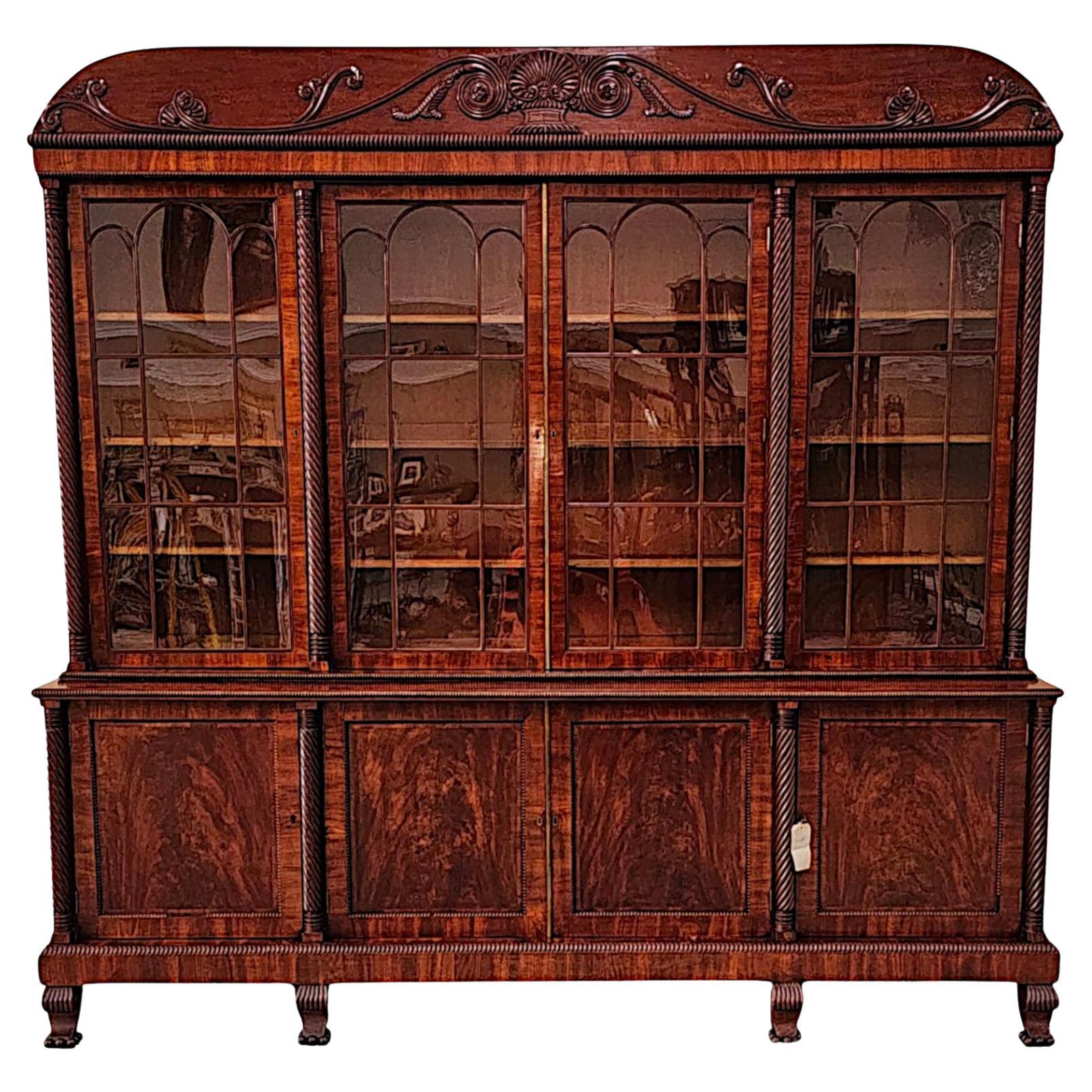 Early 19th Century Irish Flame Mahogany Bookcase