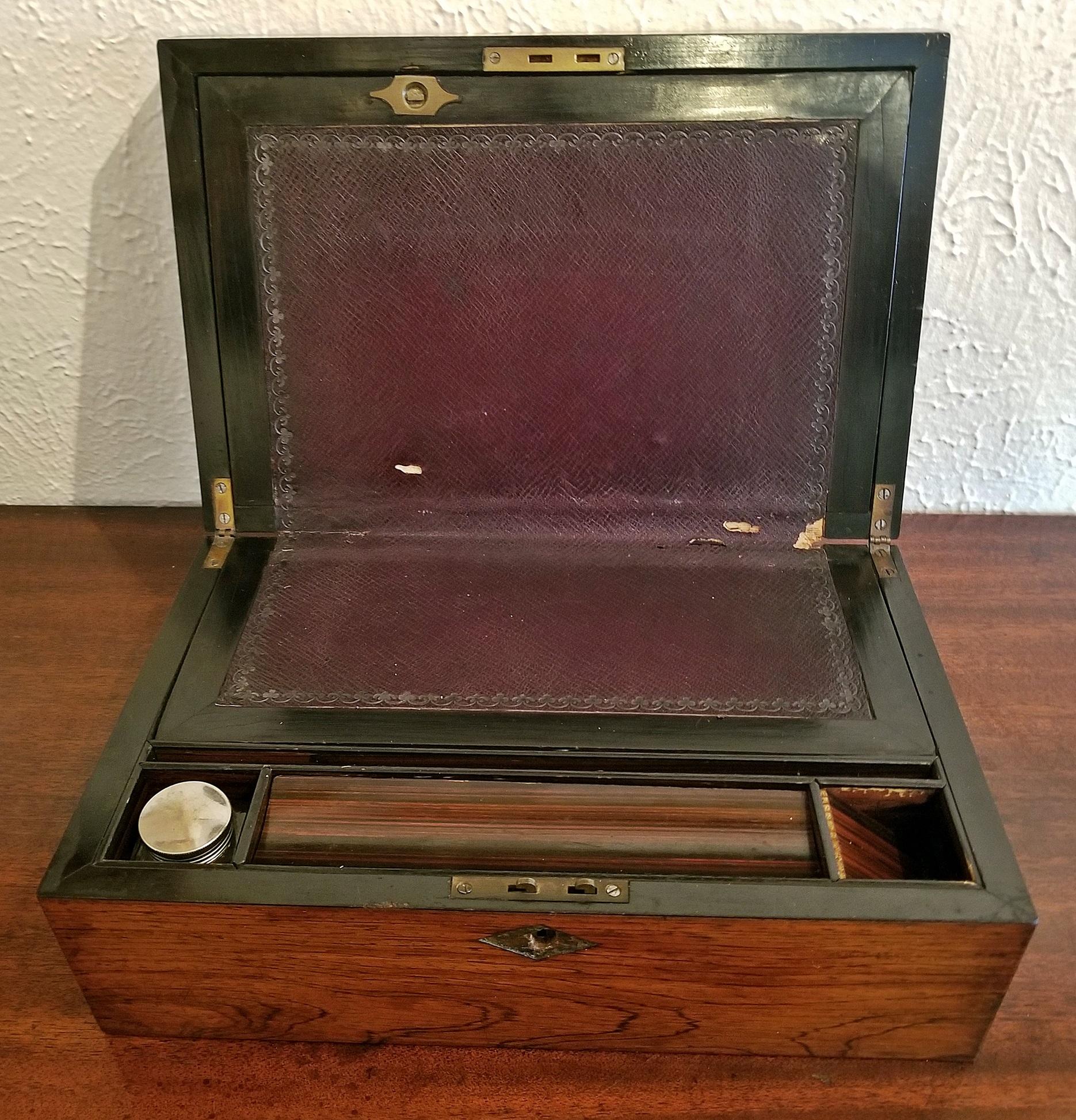 Abalone Early 19th Century Irish Mahogany Writing Slope with Armorial Crest