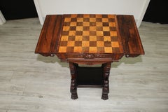 Early 19th Century Irish Rosewood and Satinwood Game Table with Hairy Paw Feet