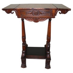 Early 19th Century Irish Rosewood and Satinwood Game Table with Hairy Paw Feet
