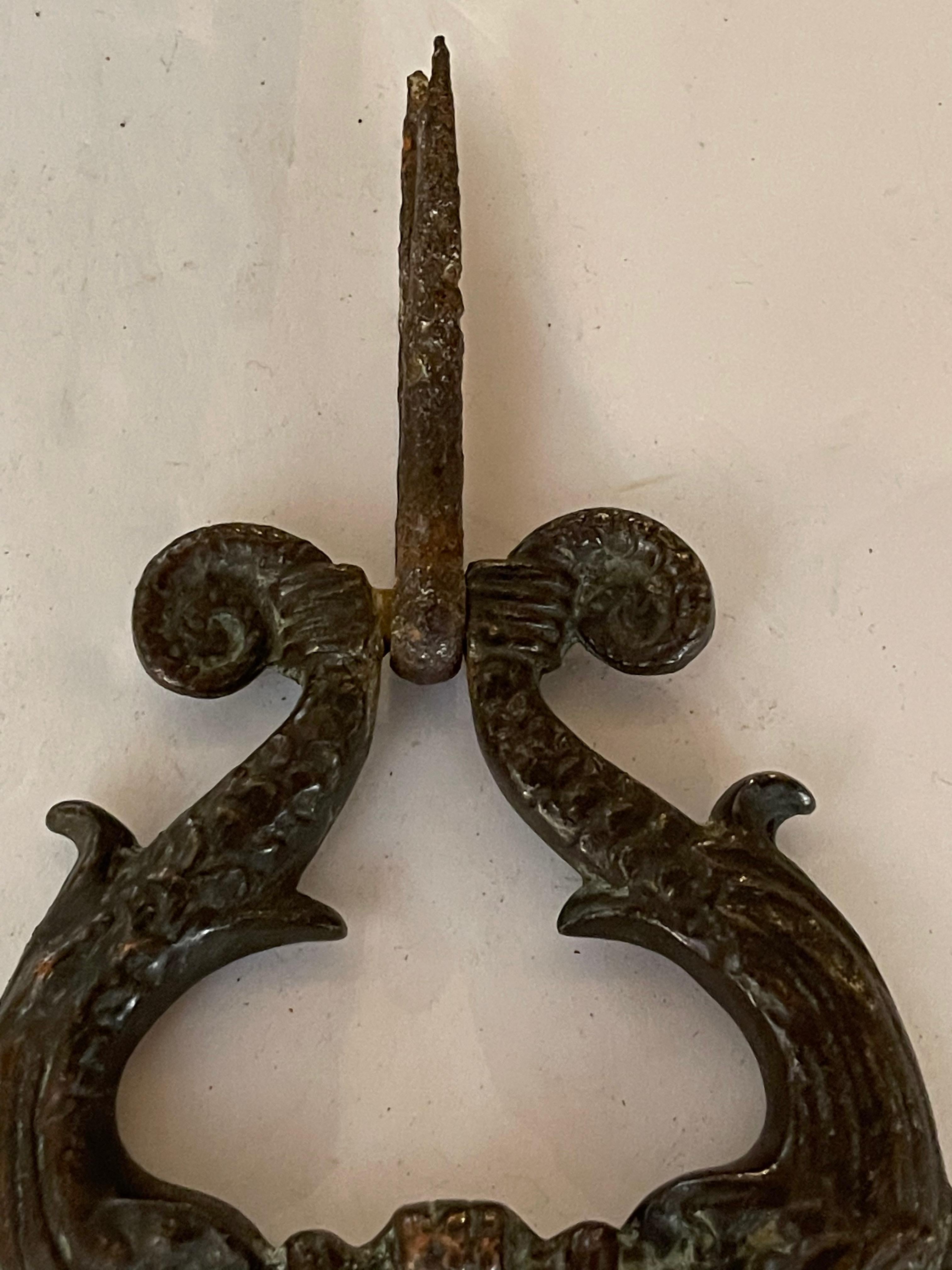 Early 19th Century Iron Dolphin Door Knocker In Good Condition For Sale In Charlottesville, VA