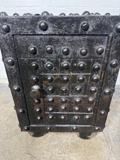 Early 19th Century Iron Hobnail Studded Safe on wheels att. J.Delano