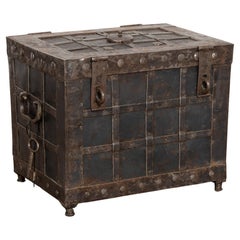 Early 19th Century Iron Lock Box Money Safe Trunk