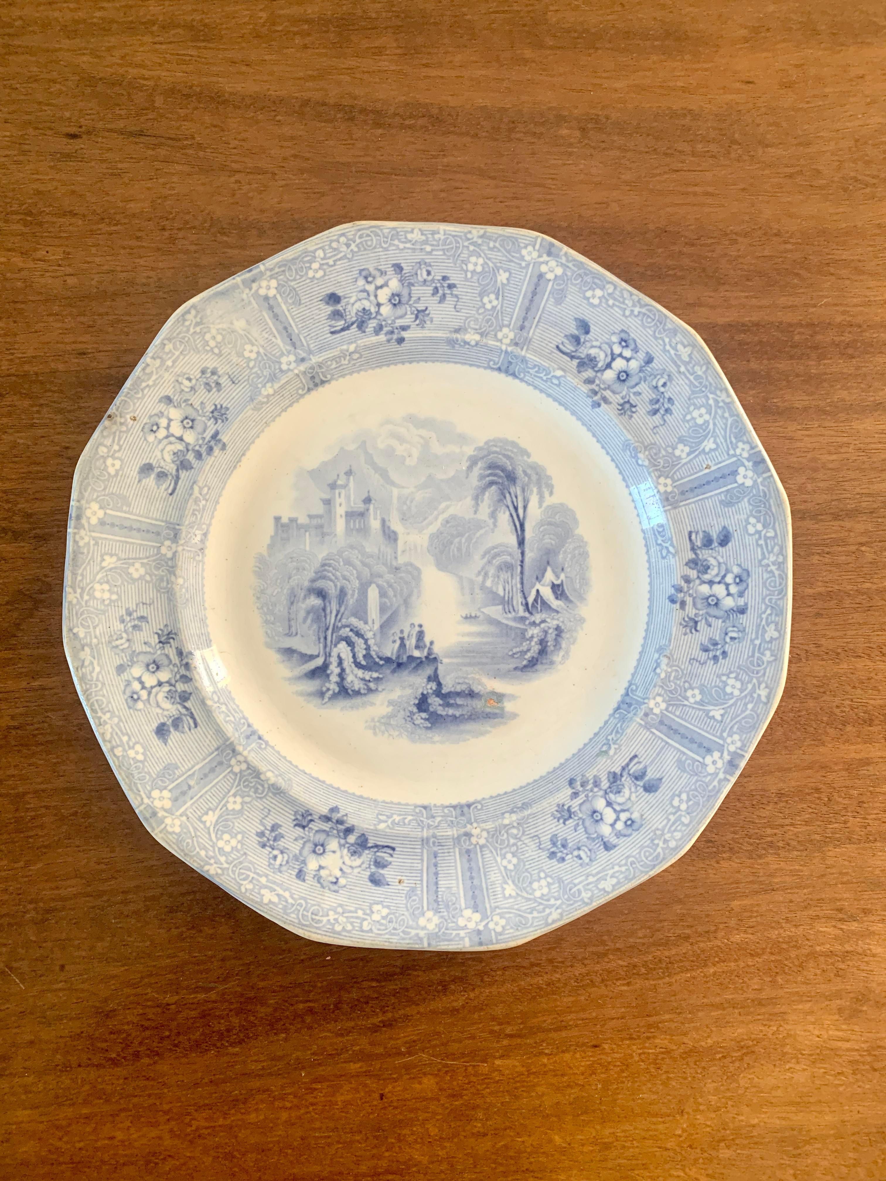 Early 19th Century Ironstone Blue and White Transferware Plate 3