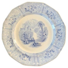 Early 19th Century Ironstone Blue and White Transferware Plate