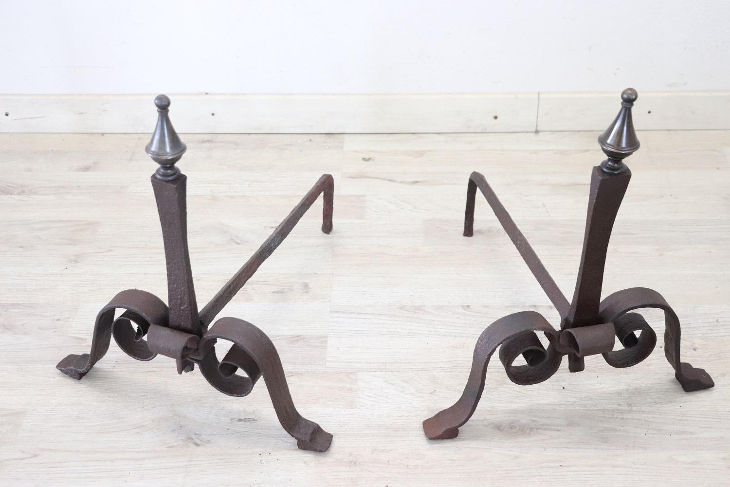 Early 19th Century Italian Antique Iron Fireplace Tool Set For Sale 13