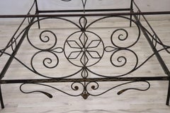 Early 19th Century Italian Antique Iron Large Single Bed with Hand Paintings
