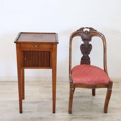 Early 19th Century Italian Antique Nightstand in Walnut with Shutter Door
