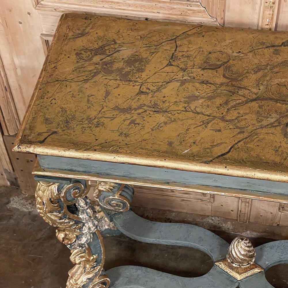 Console baroque italienne du début du 19e siècle peinte en fausses couleurs Bon état - En vente à Dallas, TX