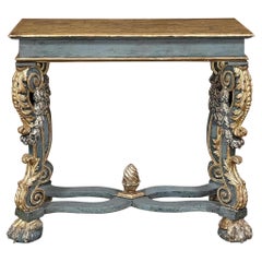 Console baroque italienne en faux marbre de Sienne du début du 19e siècle Console baroque italienne en faux marbre de Sienne du début du 19e siècle