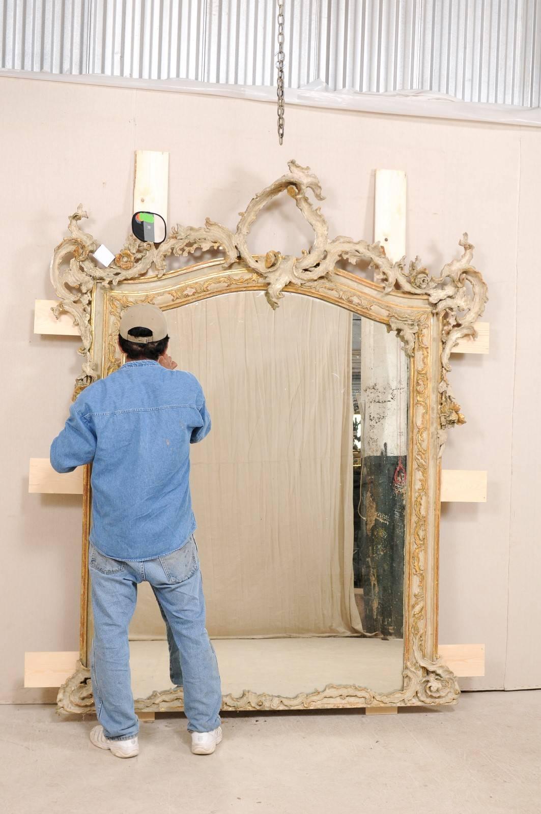 Early 19th Century Italian Baroque Style Grand Scale Mirror with Carved Foliage 10