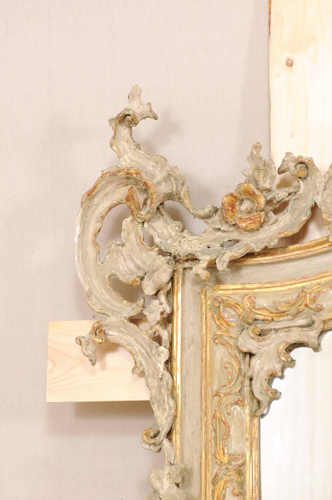 Early 19th Century Italian Baroque Style Grand Scale Mirror with Carved Foliage In Good Condition In Atlanta, GA