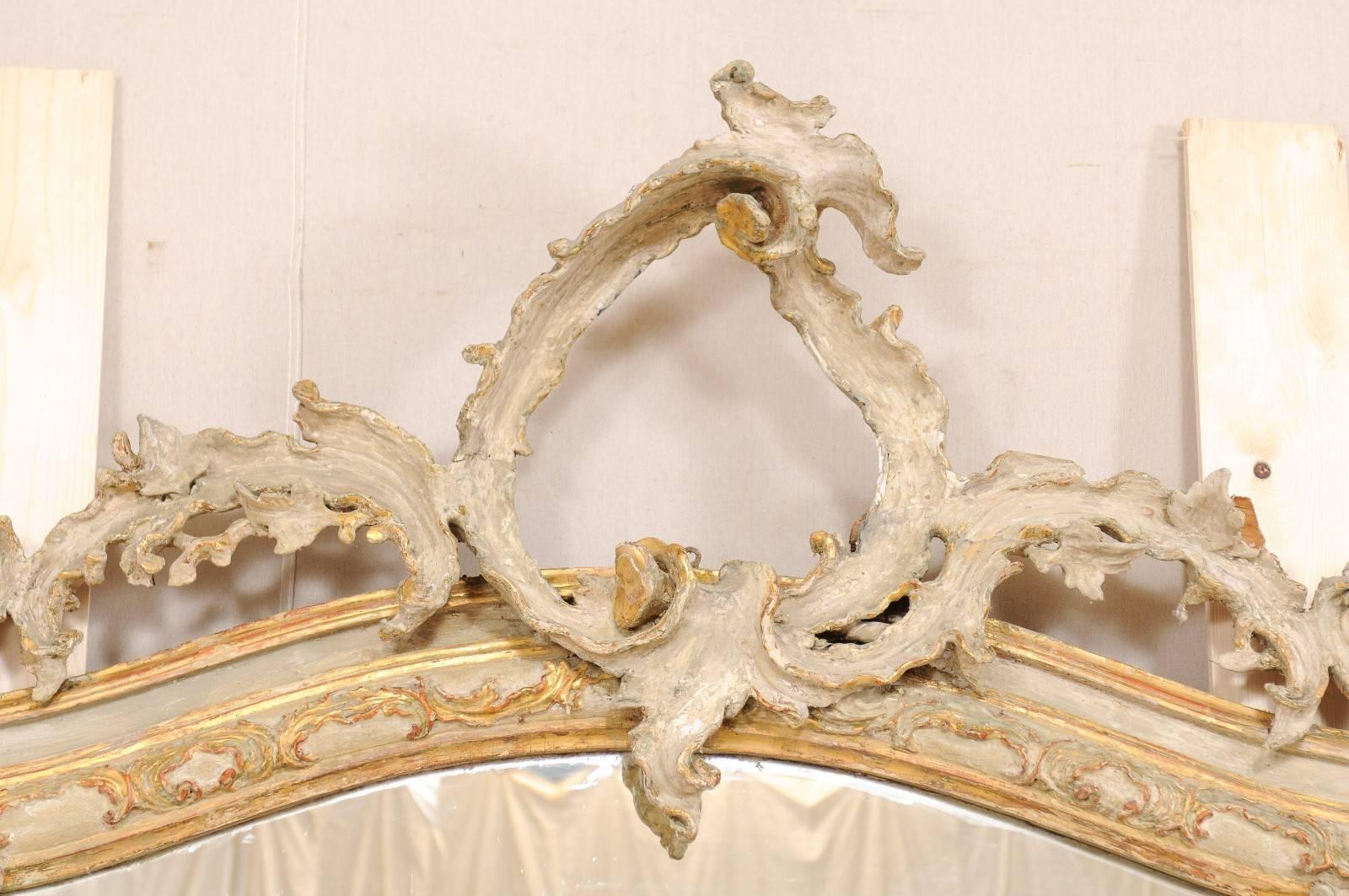 Glass Early 19th Century Italian Baroque Style Grand Scale Mirror with Carved Foliage