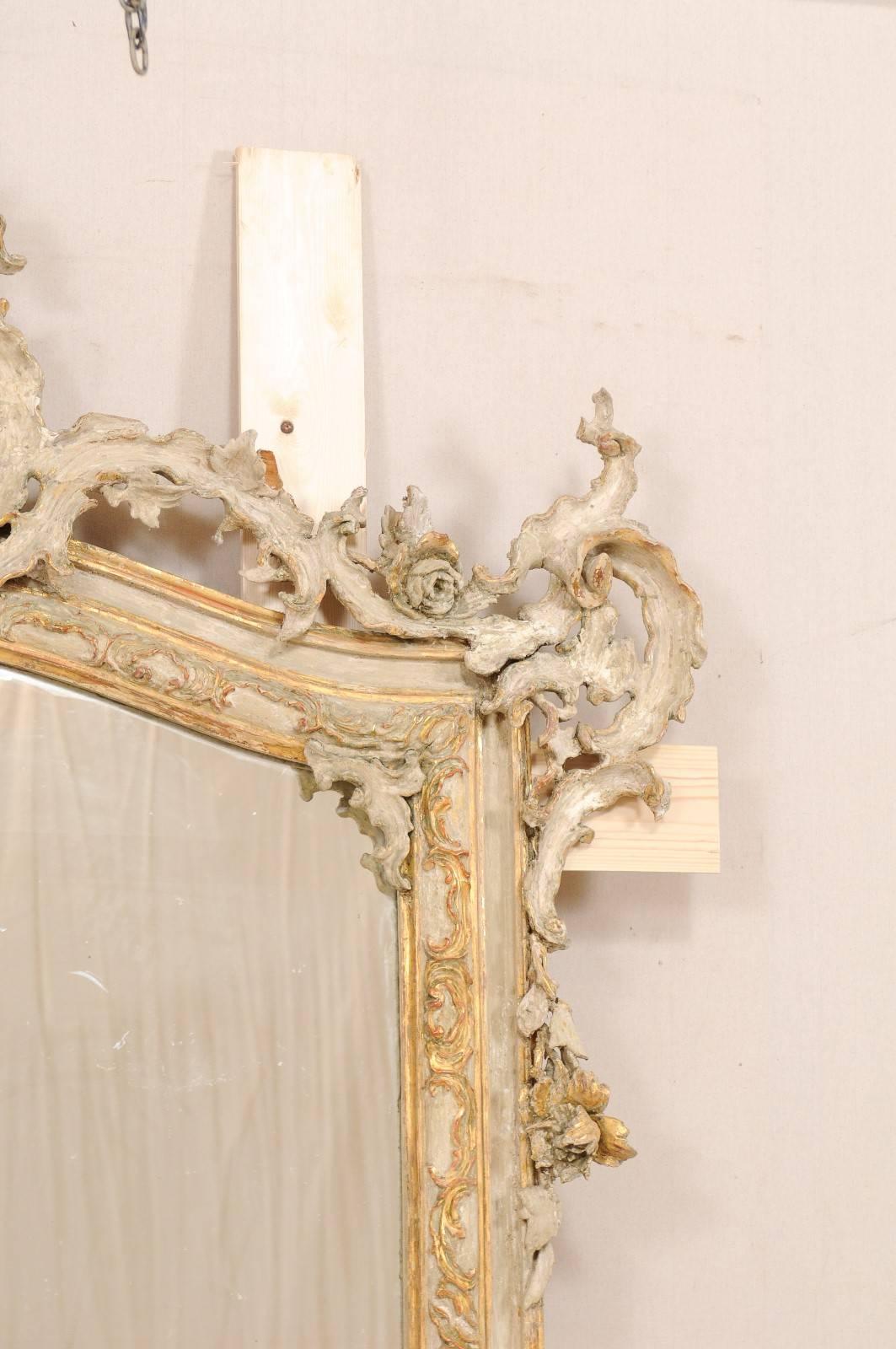 Early 19th Century Italian Baroque Style Grand Scale Mirror with Carved Foliage 1