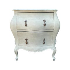 Early 19th Century Italian Bombe Painted 2 Drawer Bedside Commode, Custom Finish