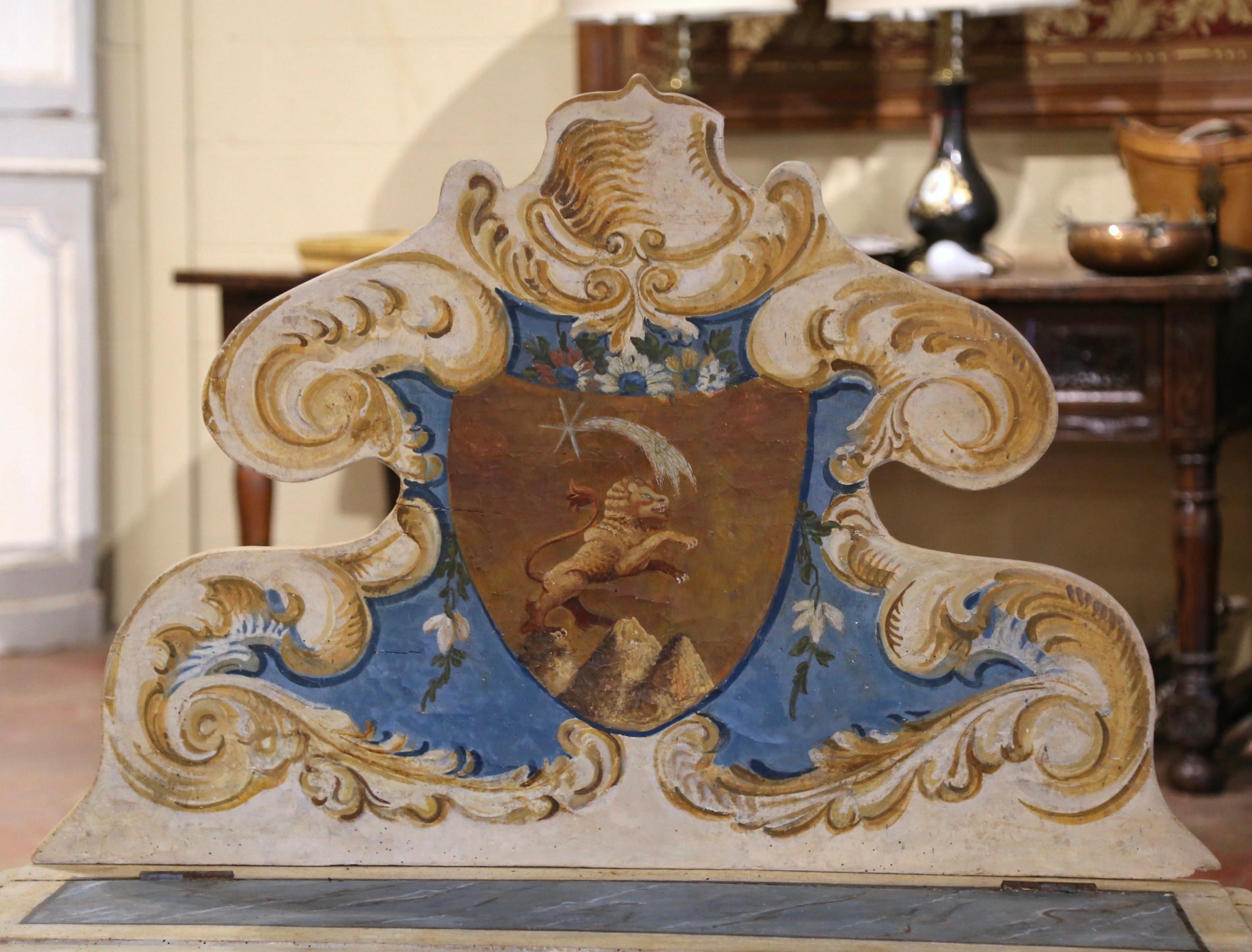 Renaissance Banc Cassapanca italien du début du 19e siècle, sculpté et peint à la main en vente