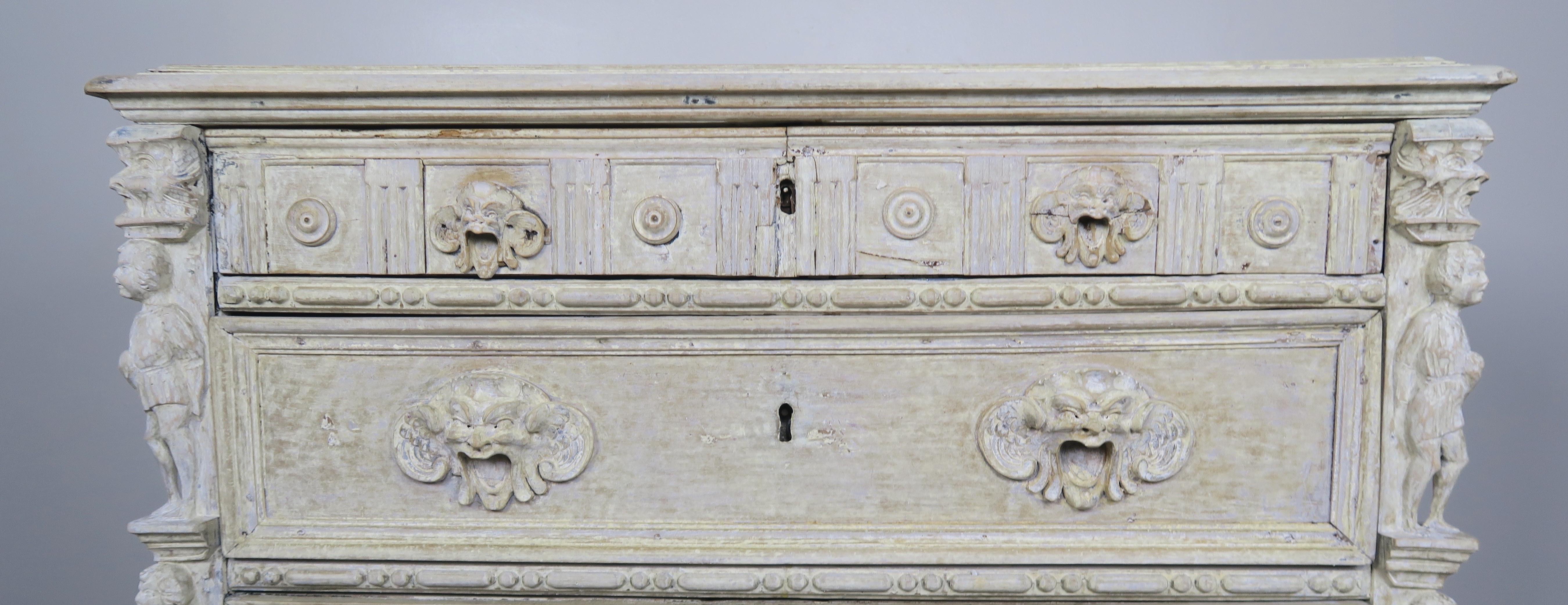 Baroque Early 19th Century Italian Carved Chest of Drawers