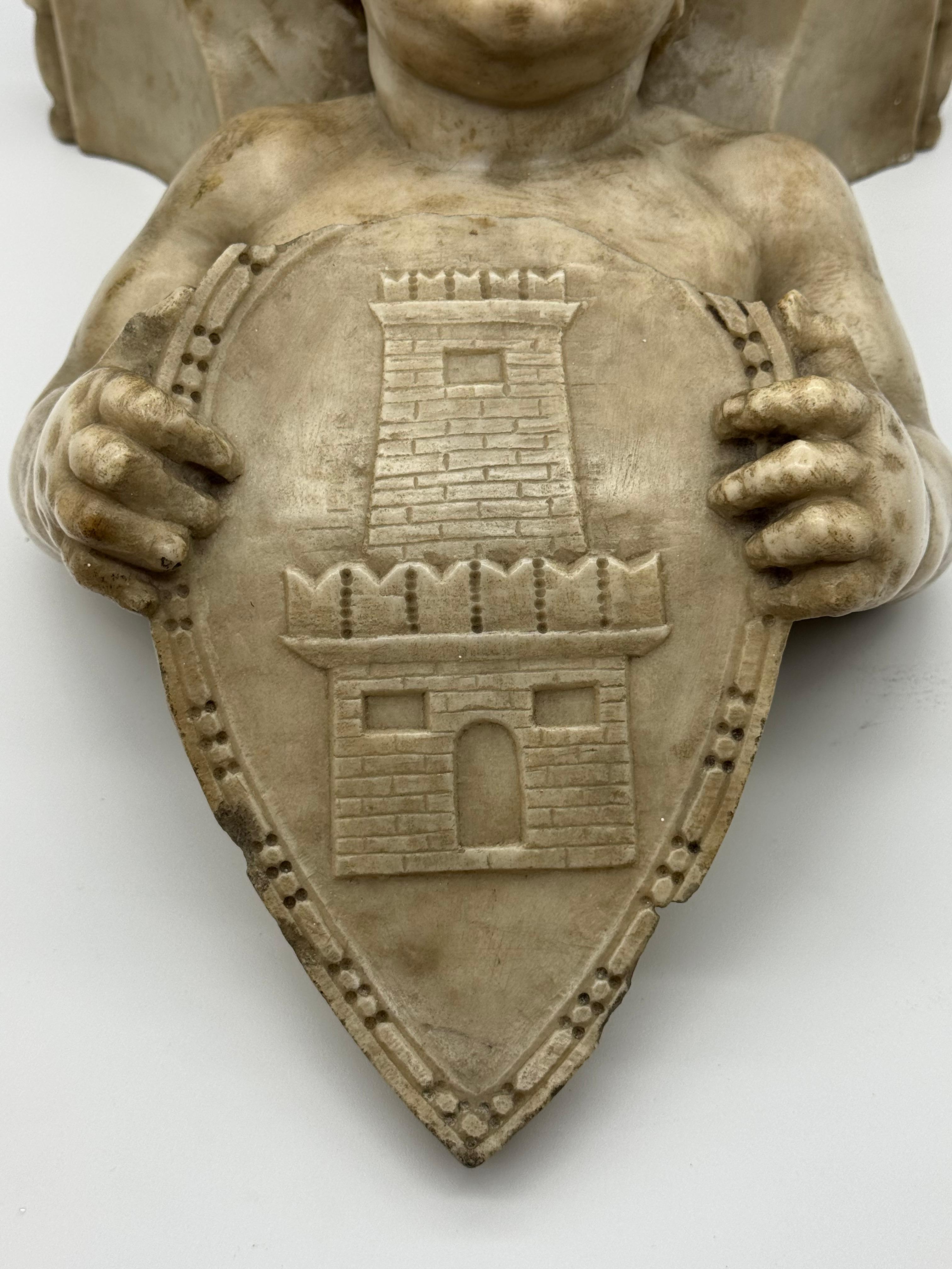 Appliques murales en marbre sculpté avec chérubins, début du 19e siècle, Italie en vente 8