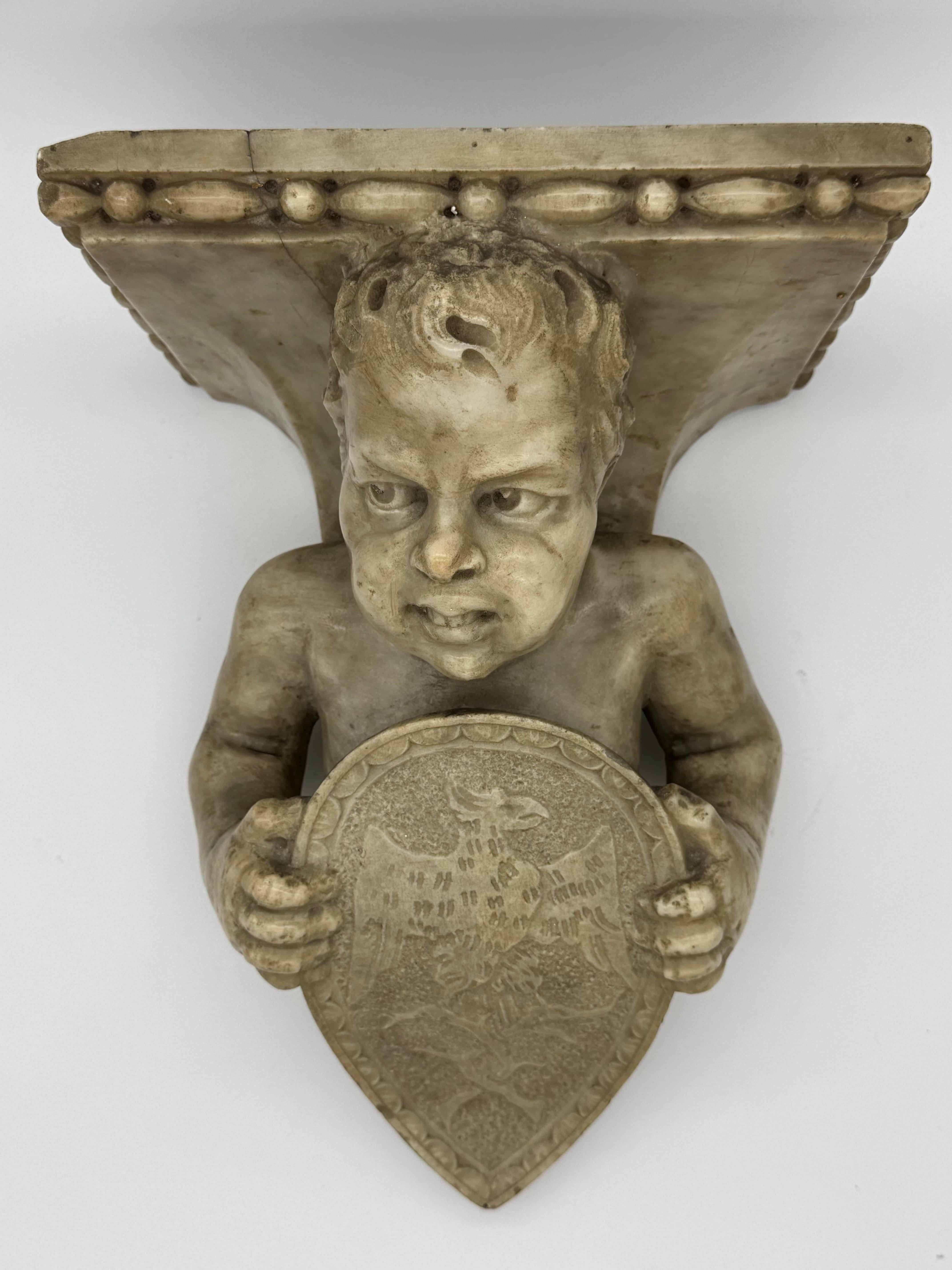 Néoclassique Appliques murales en marbre sculpté avec chérubins, début du 19e siècle, Italie en vente
