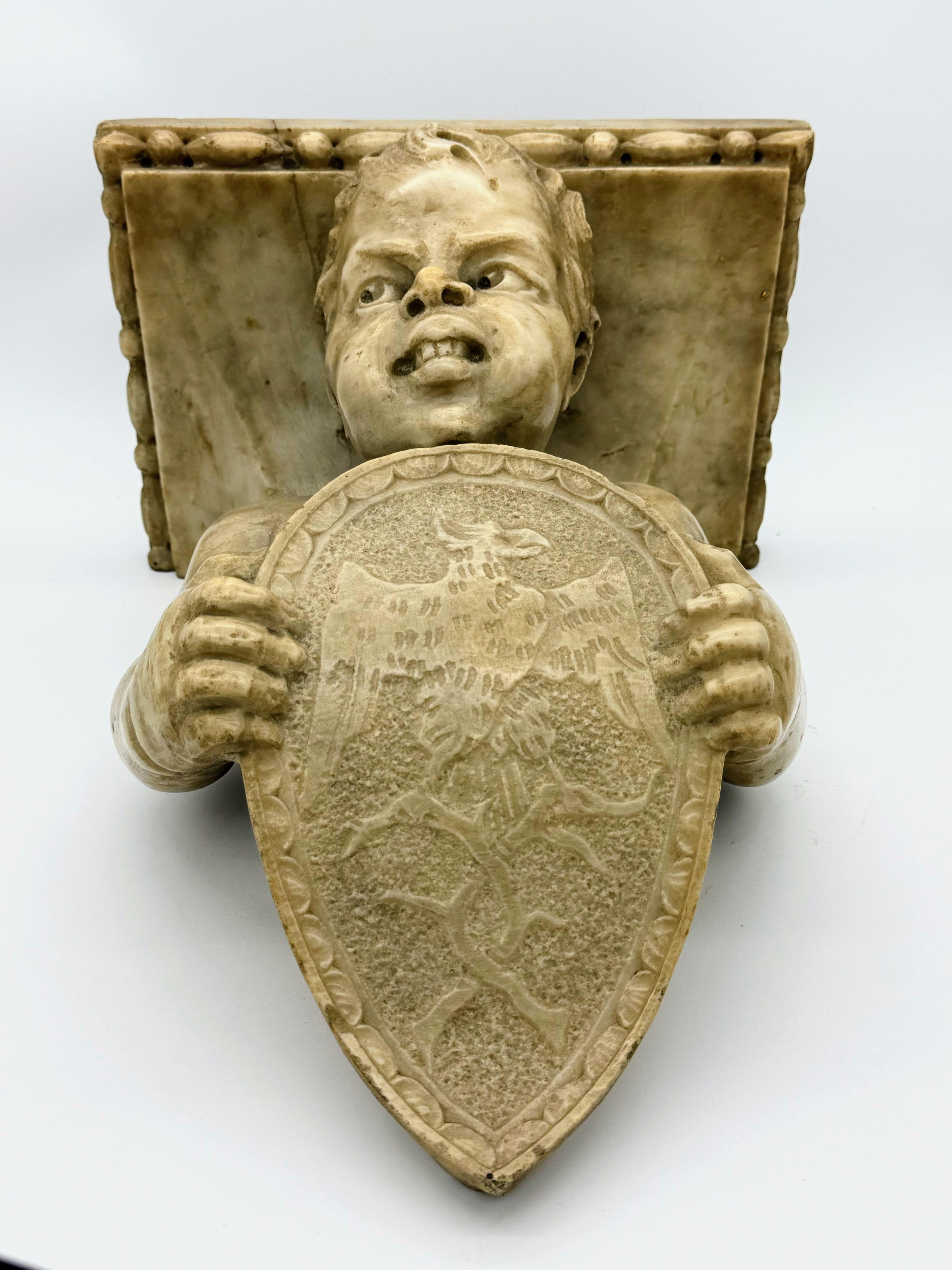Sculpté Appliques murales en marbre sculpté avec chérubins, début du 19e siècle, Italie en vente