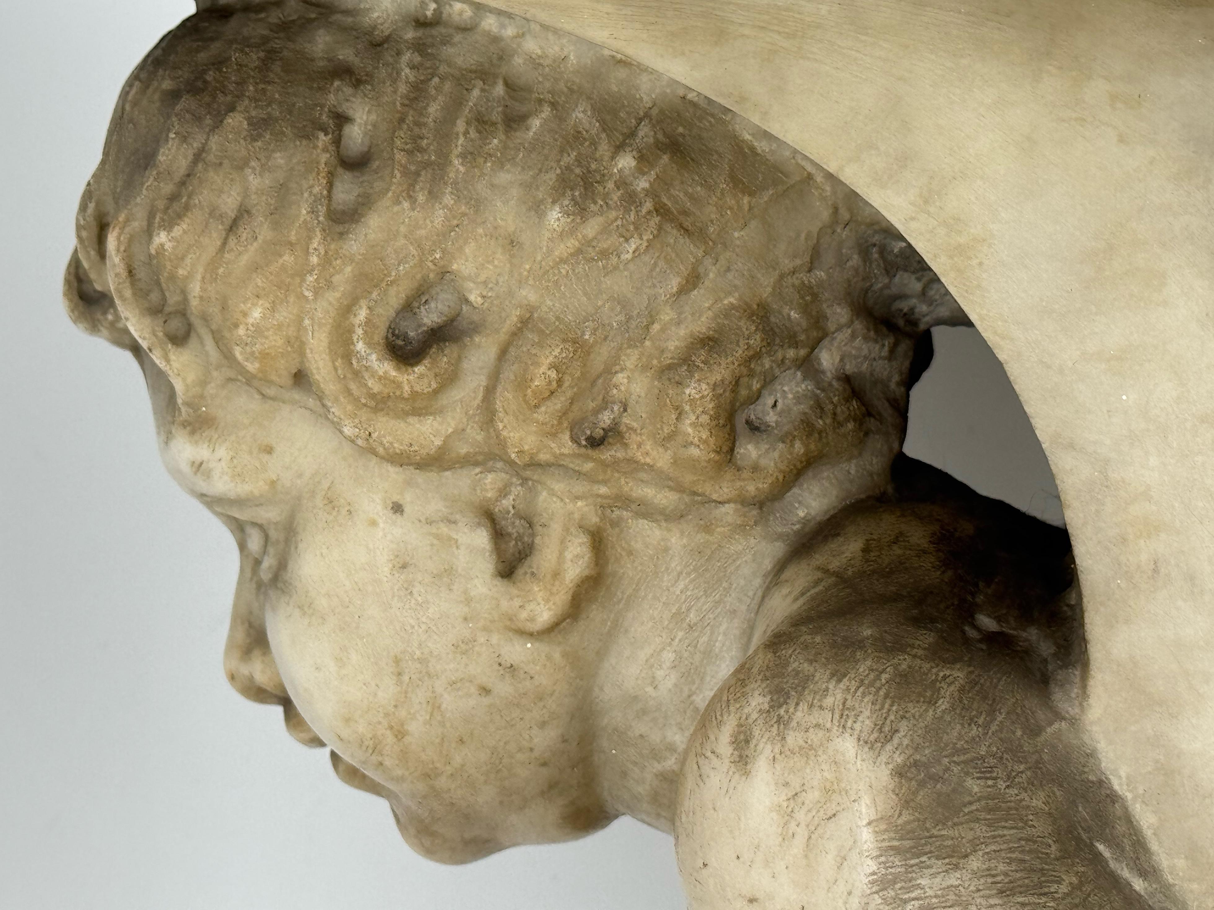 Appliques murales en marbre sculpté avec chérubins, début du 19e siècle, Italie en vente 1