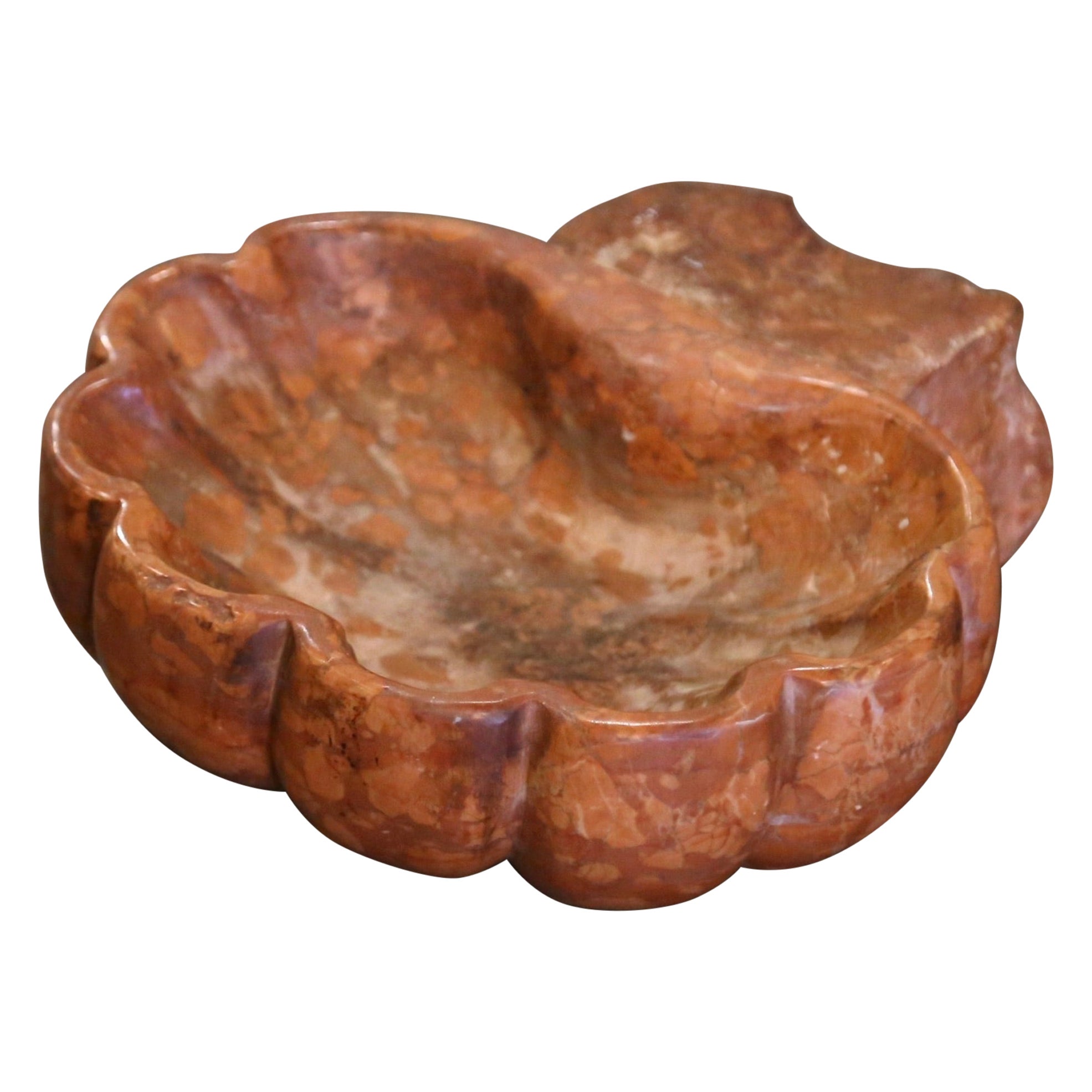 Italienische Muschelschale aus rotem Marmor, geschnitzt, frühes 19.